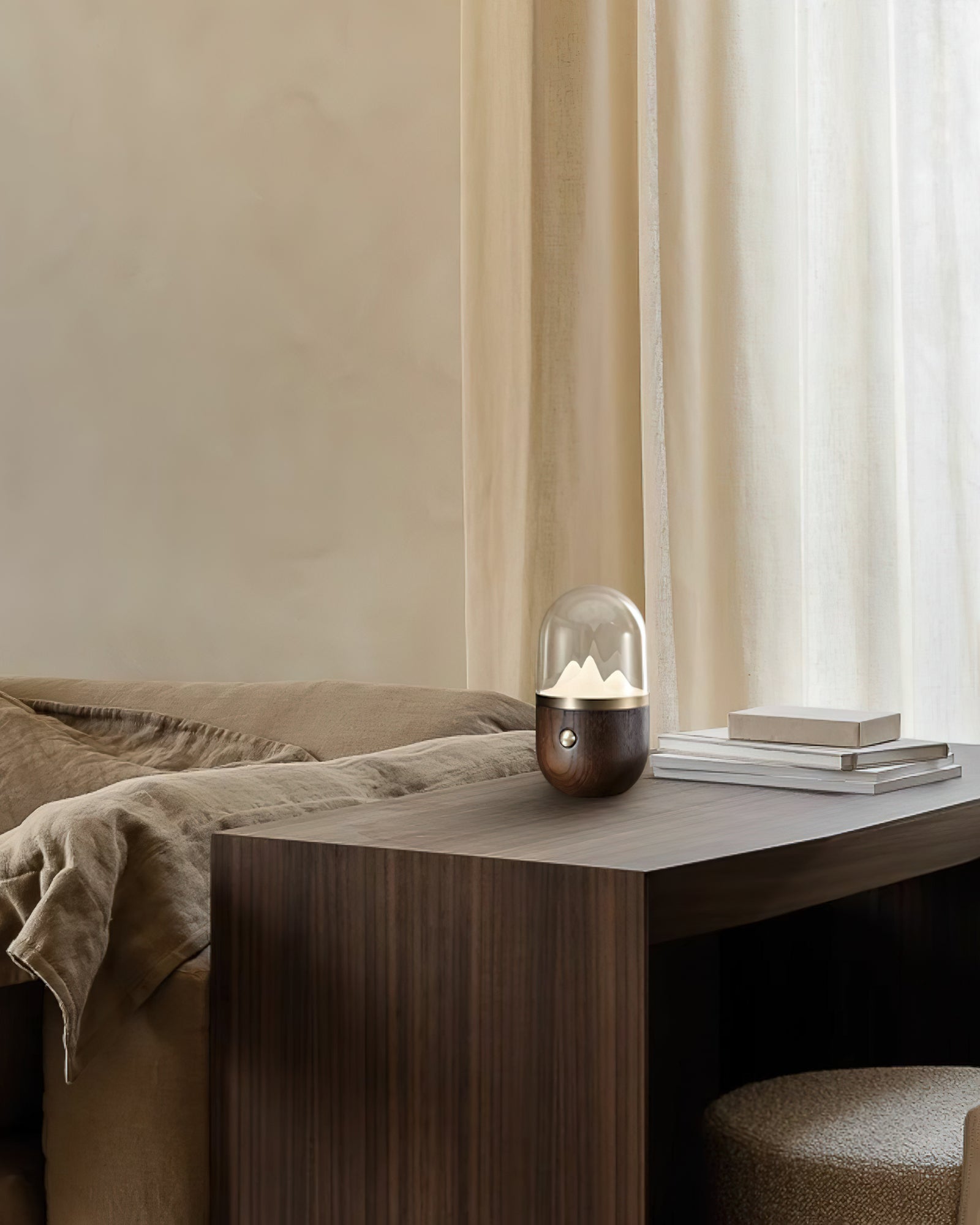 Glacio Mountain Peak Night Table Lamp-Neutral Decor