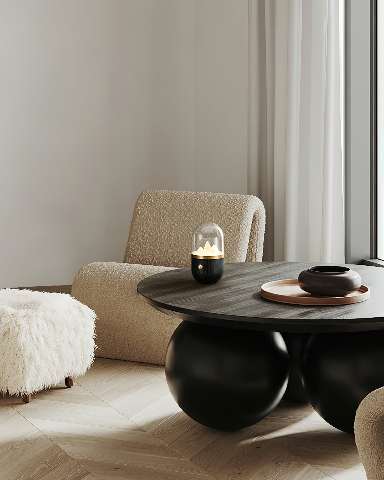 Glacio Mountain Peak Night Table Lamp-Neutral Decor