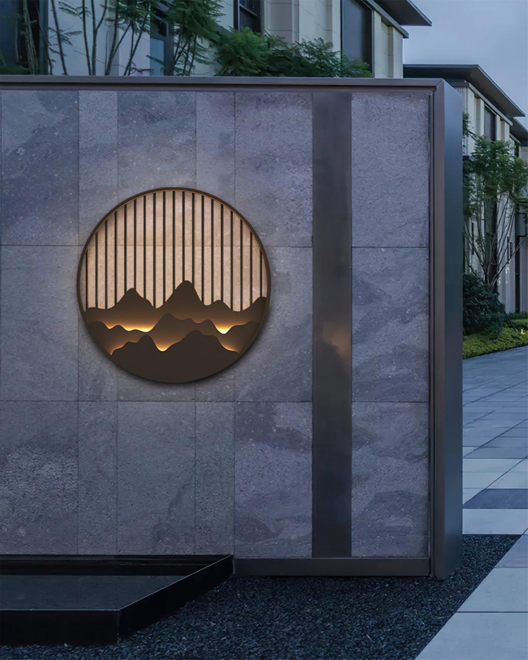 Sumi Mountain Circular Wall Light-Neutral Decor