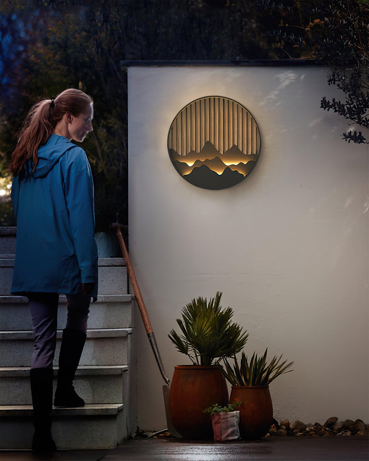 Sumi Mountain Circular Wall Light-Neutral Decor