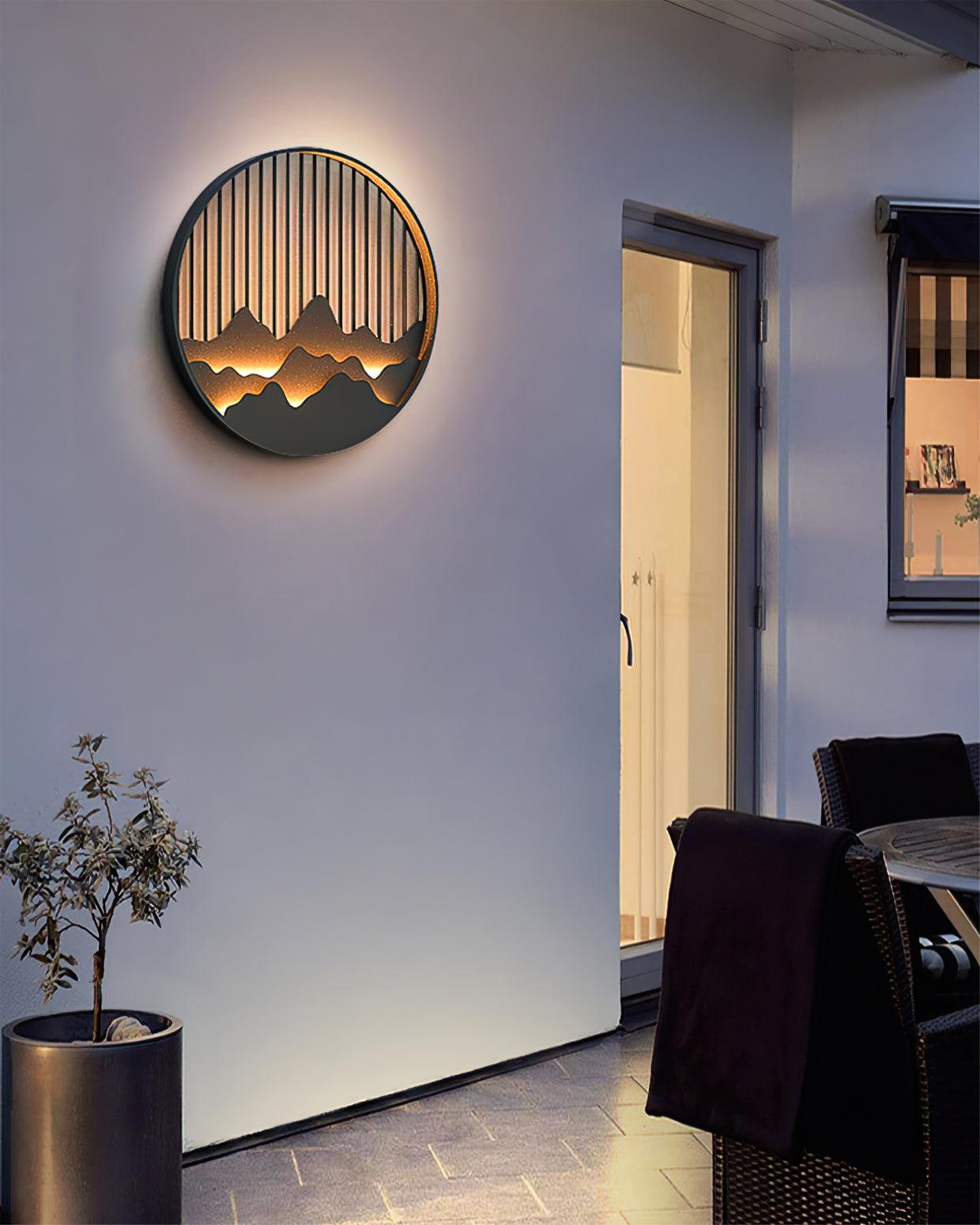 Sumi Mountain Circular Wall Light-Neutral Decor