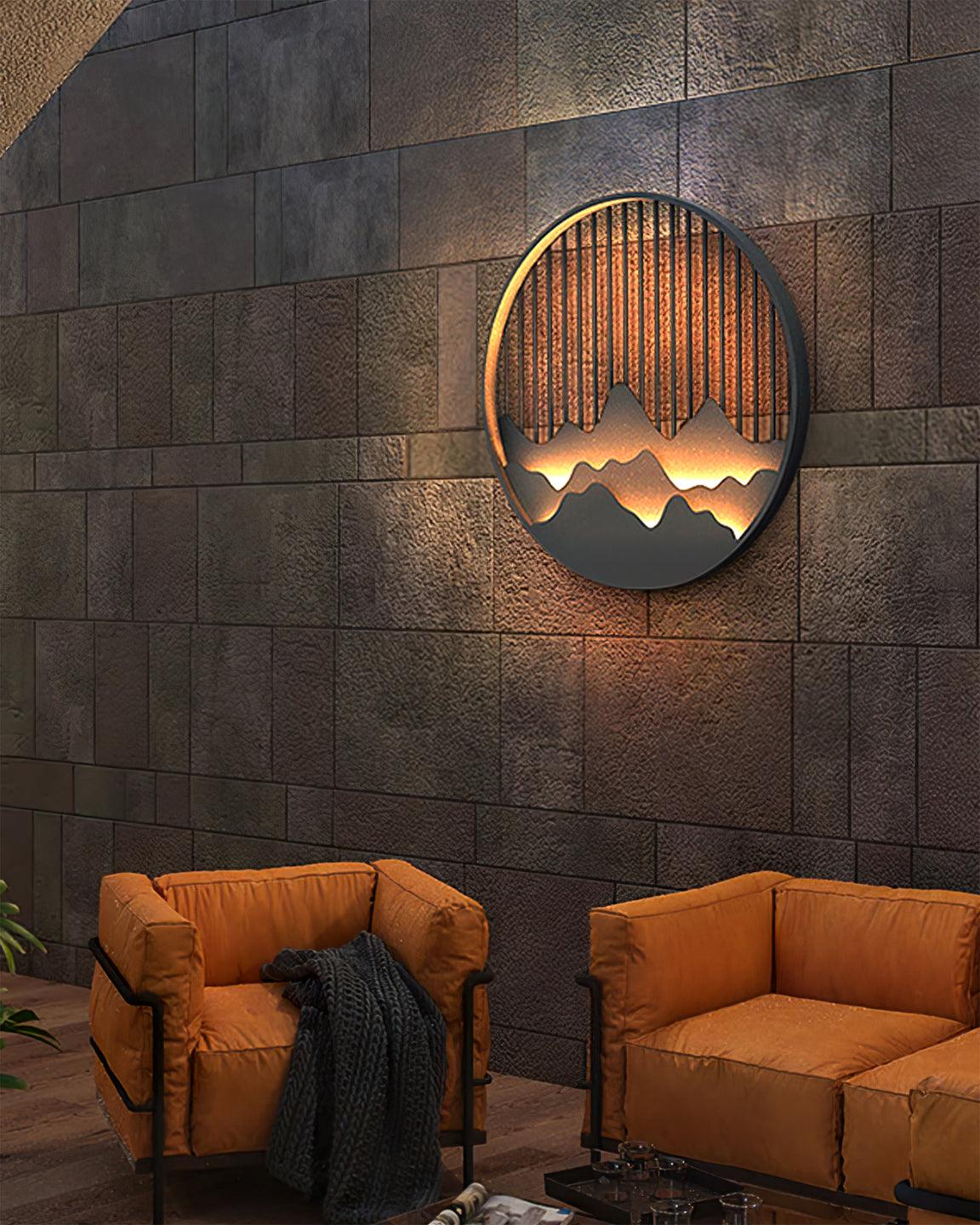 Sumi Mountain Circular Wall Light-Neutral Decor