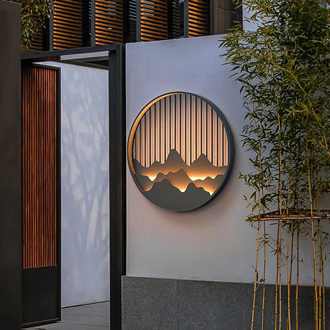 Sumi Mountain Circular Wall Light-Neutral Decor