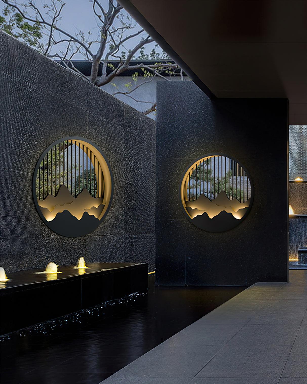 Sumi Mountain Circular Wall Light-Neutral Decor