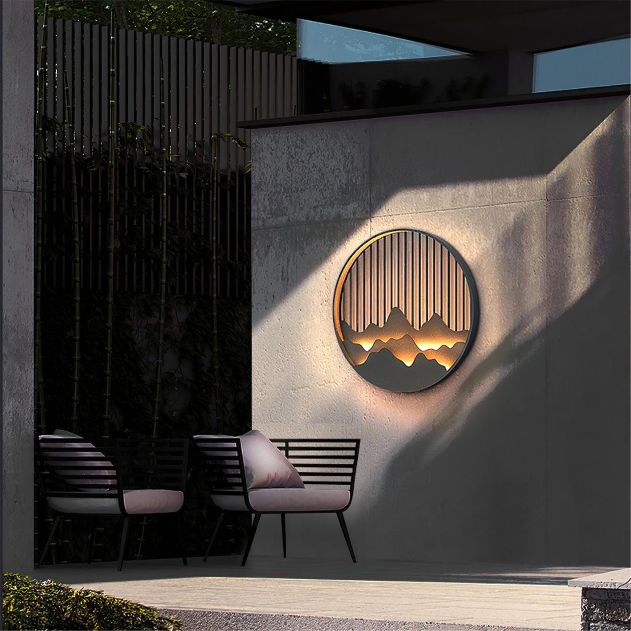 Sumi Mountain Circular Wall Light-Neutral Decor