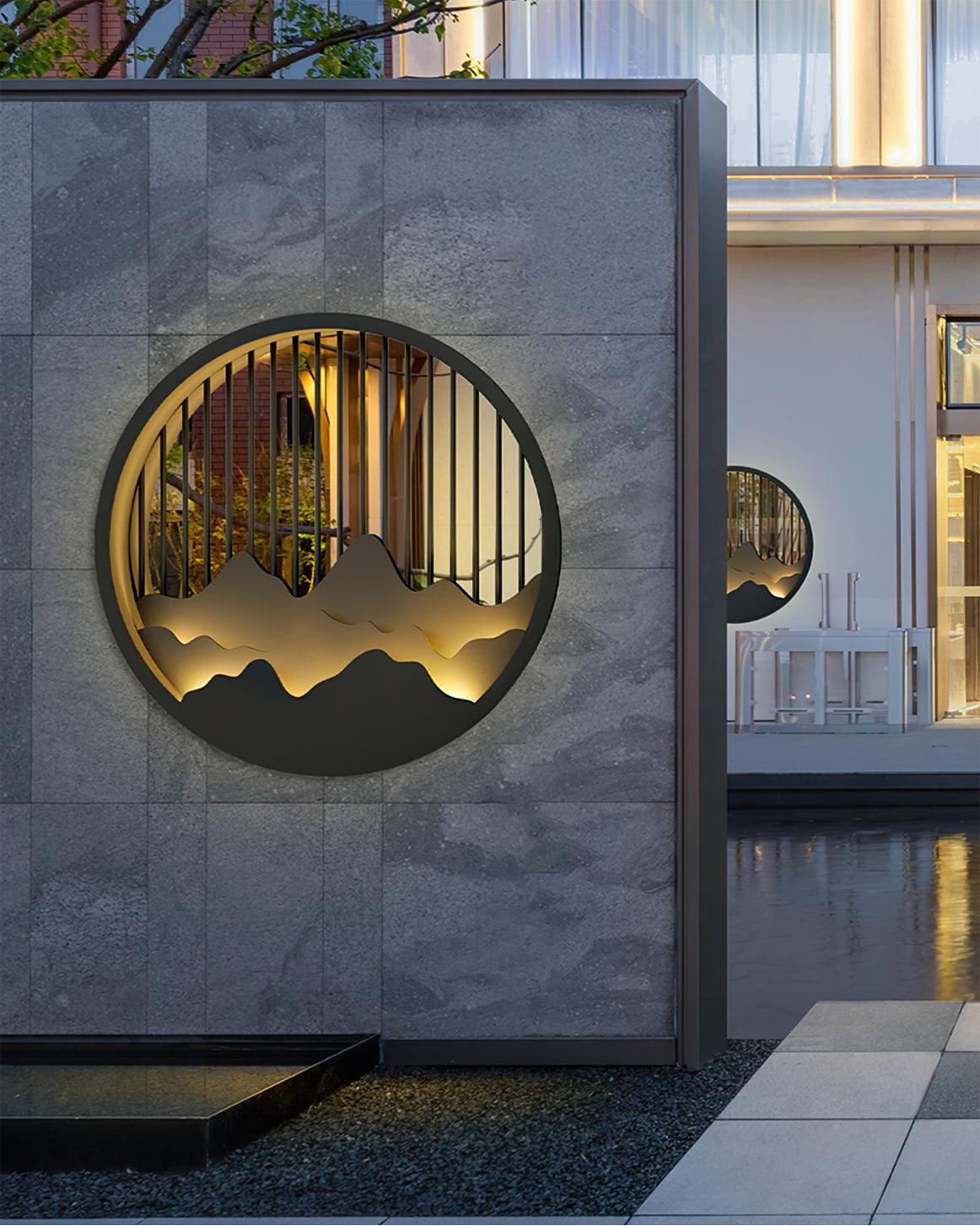 Sumi Mountain Circular Wall Light-Neutral Decor