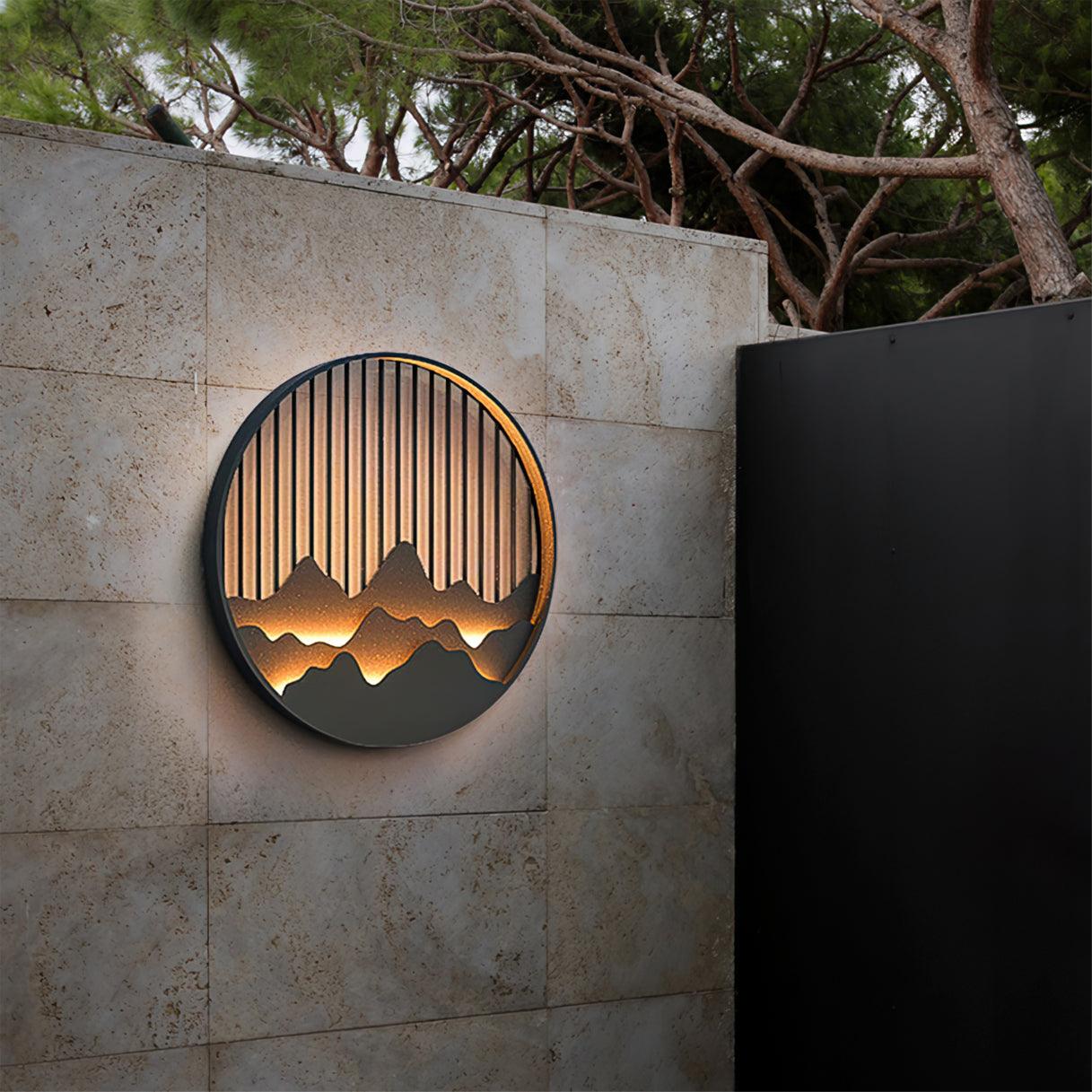 Sumi Mountain Circular Wall Light-Neutral Decor