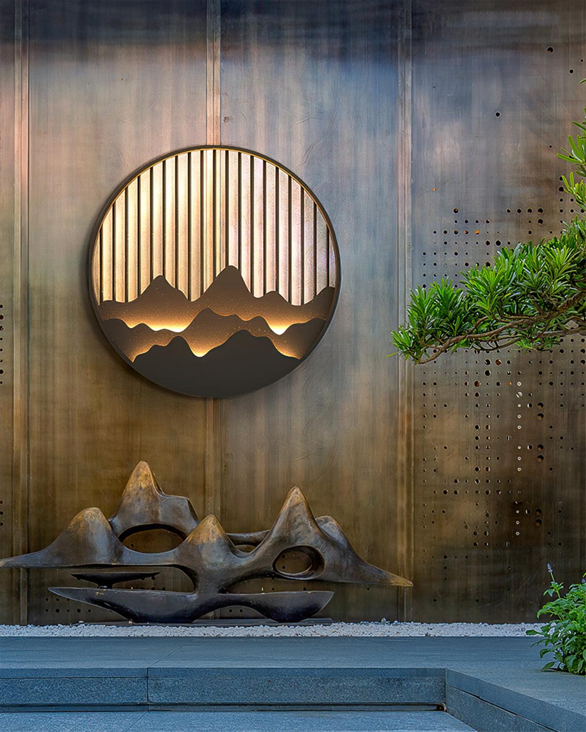 Sumi Mountain Circular Wall Light-Neutral Decor