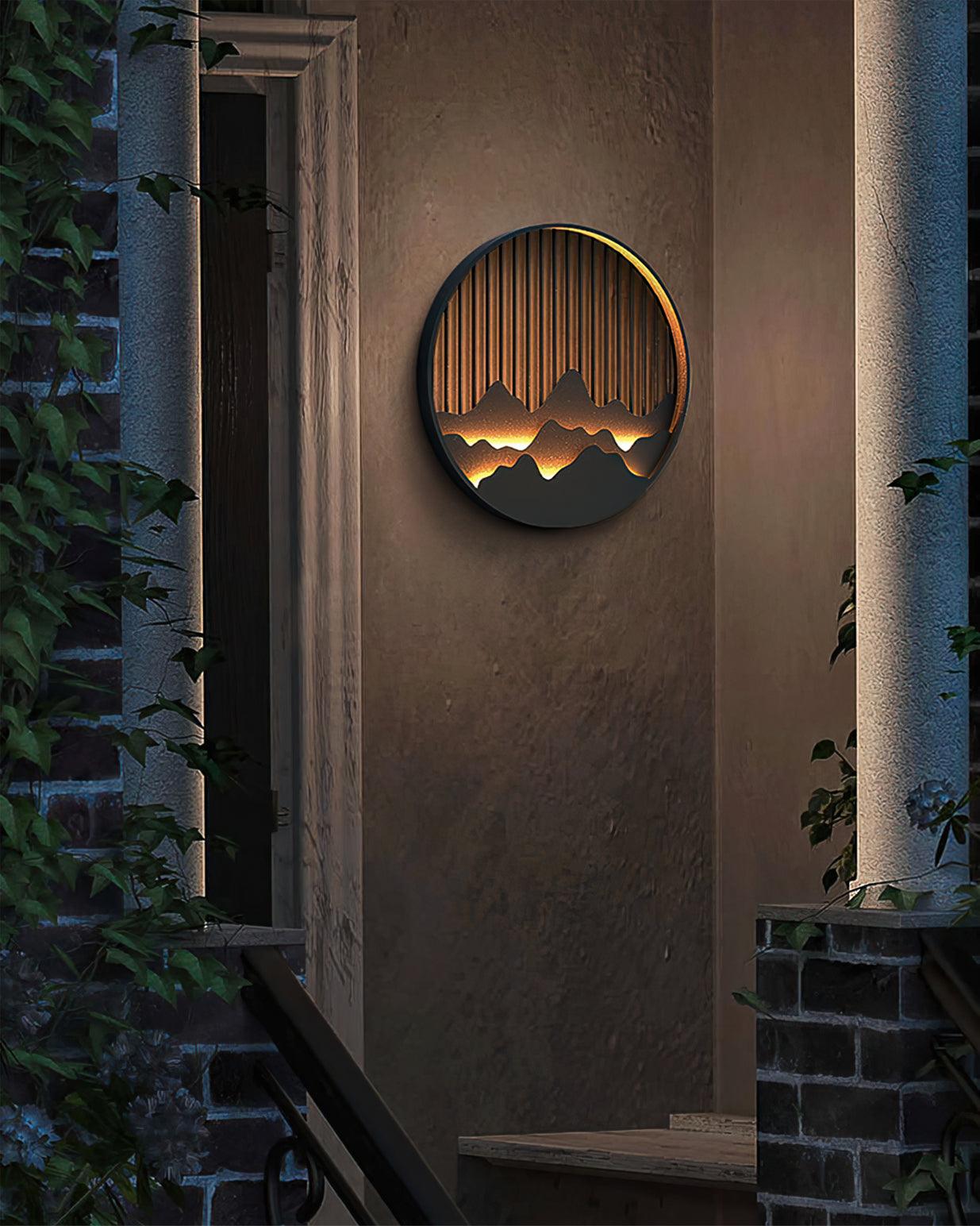 Sumi Mountain Circular Wall Light-Neutral Decor