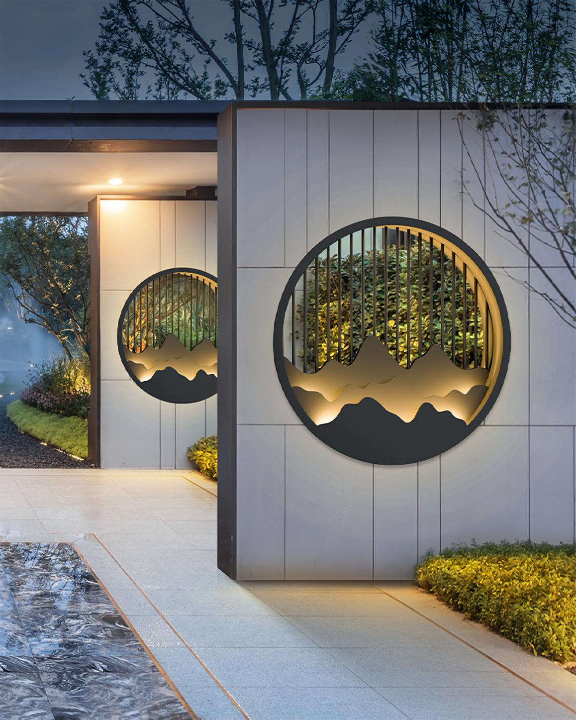 Sumi Mountain Circular Wall Light-Neutral Decor