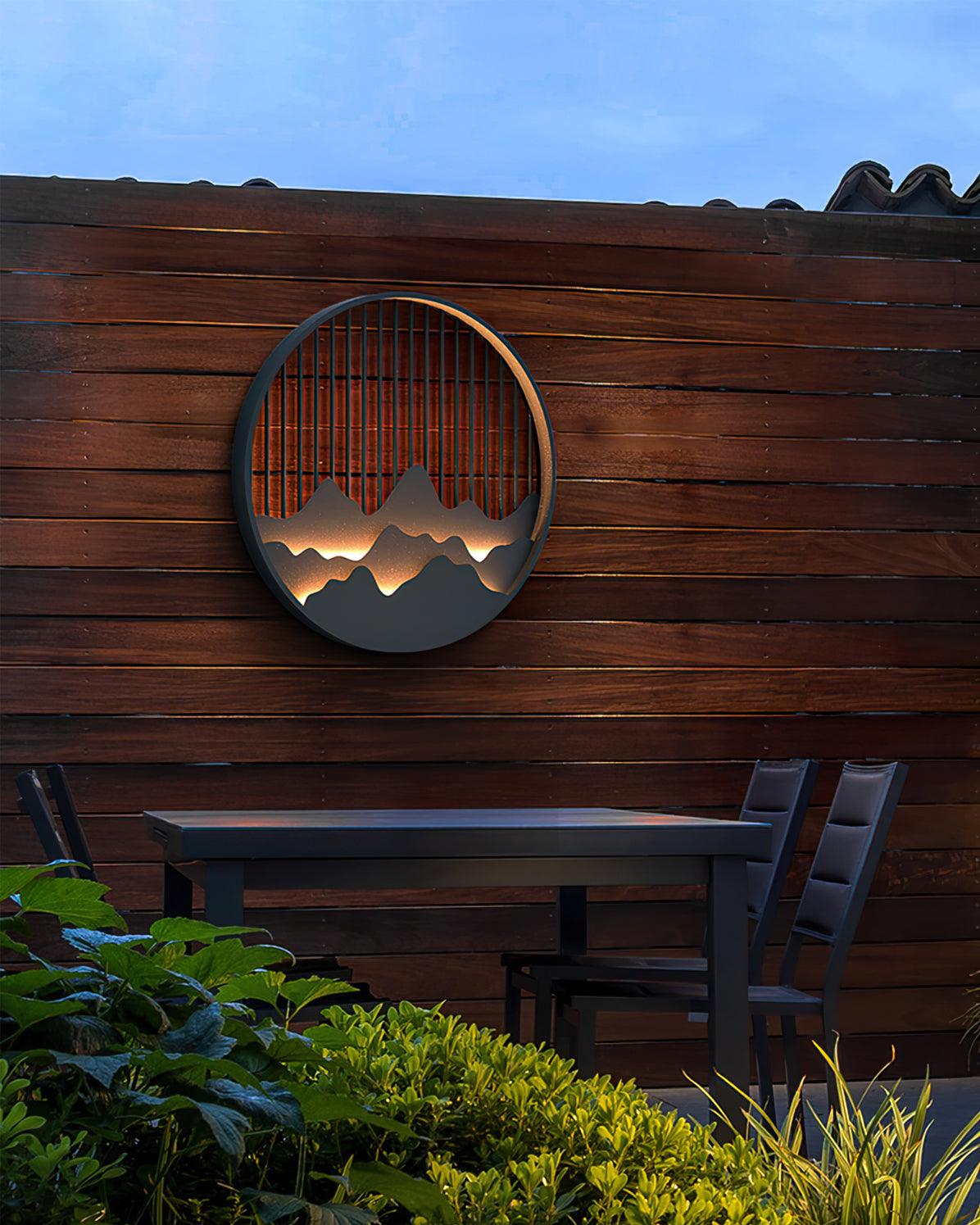 Sumi Mountain Circular Wall Light-Neutral Decor