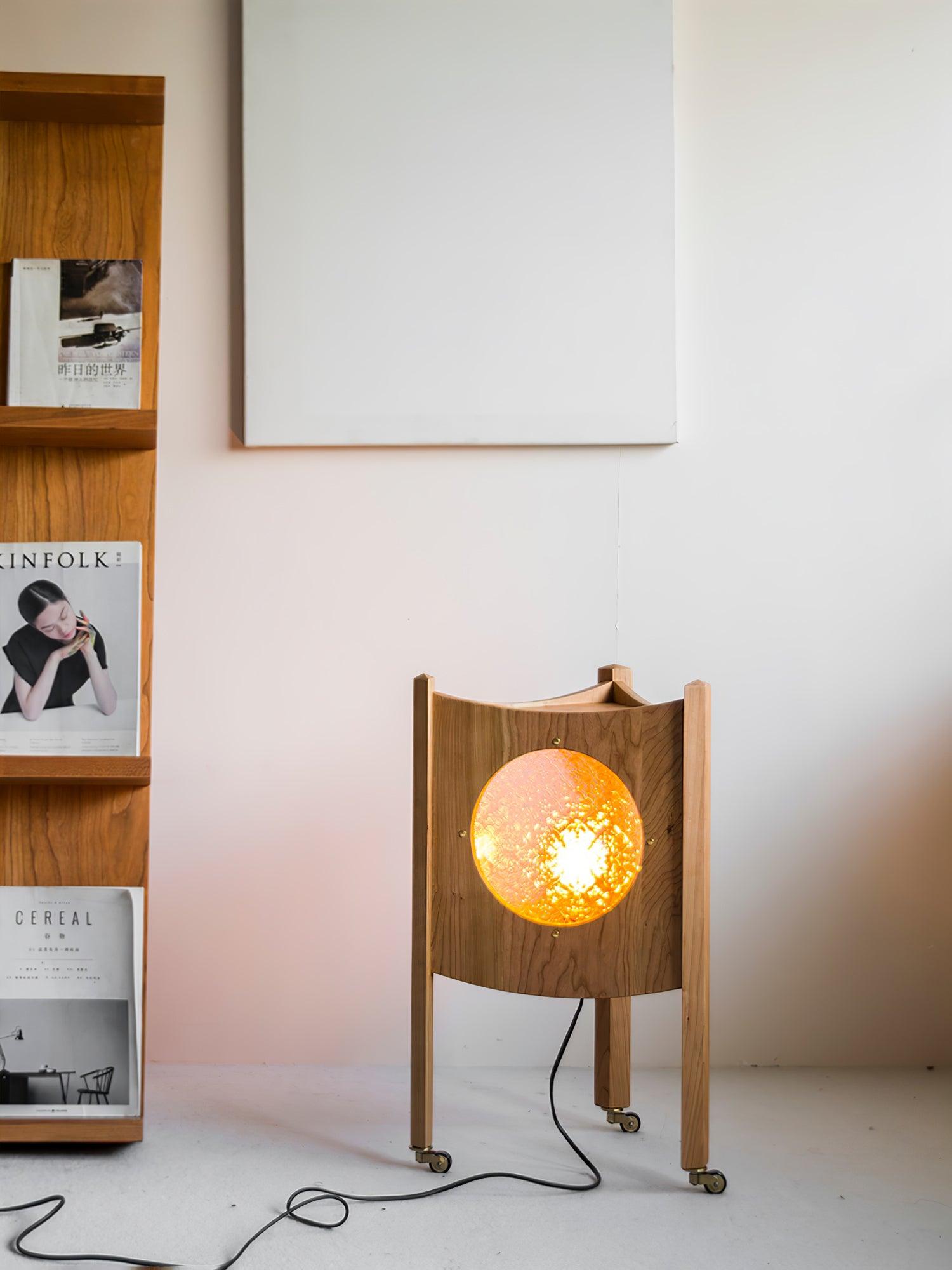 Carvora Wooden Panel Floor Lamp-Neutral Decor