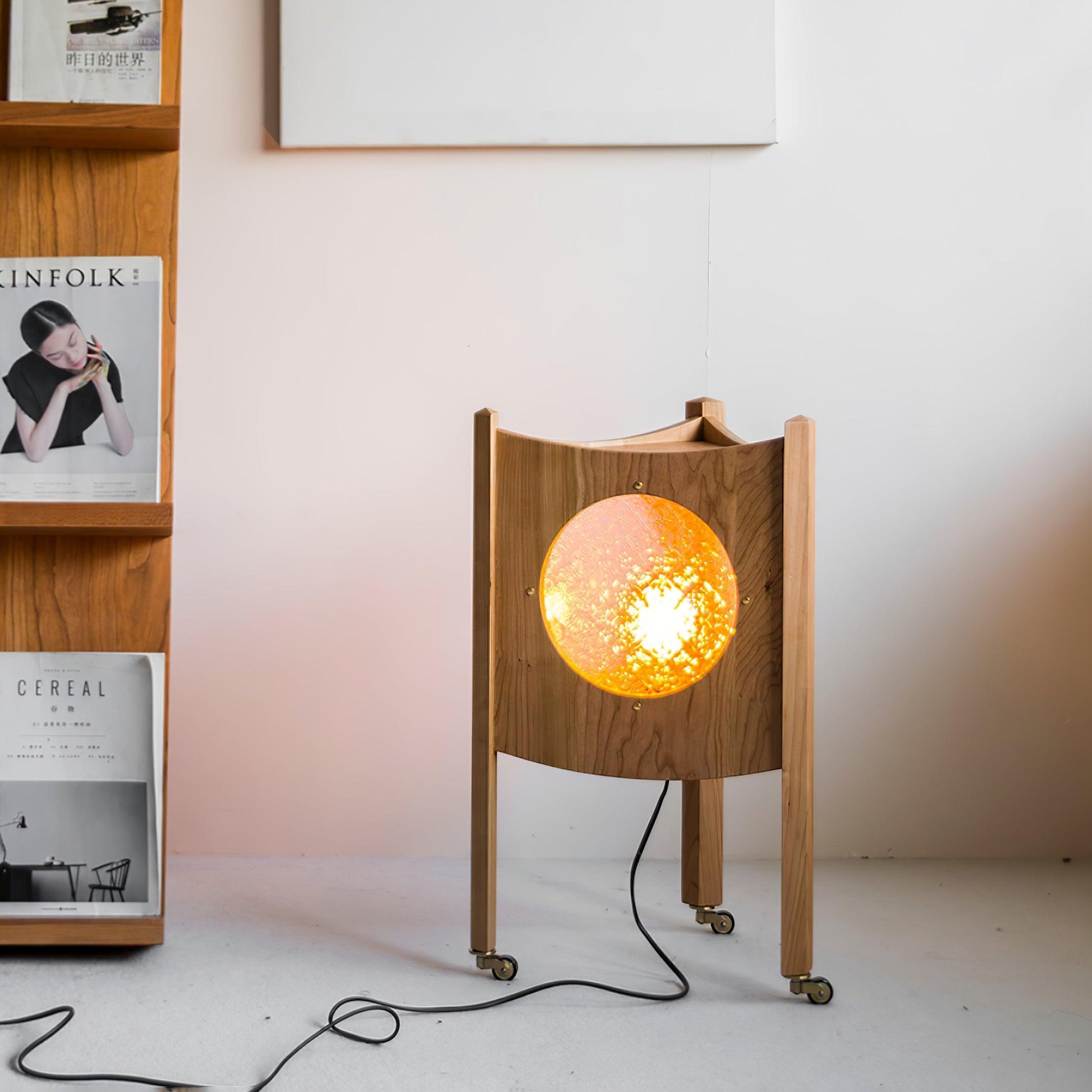 Carvora Wooden Panel Floor Lamp-Neutral Decor