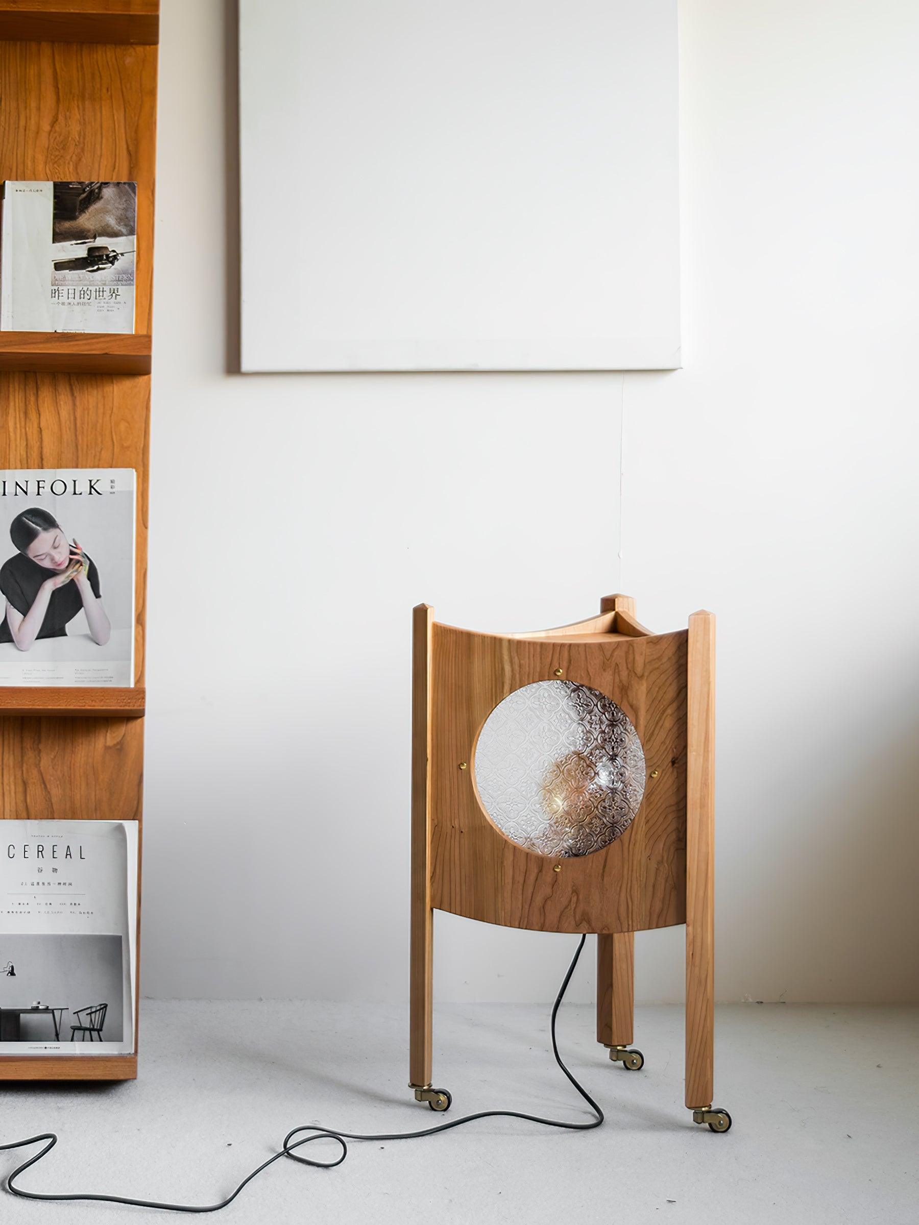 Carvora Wooden Panel Floor Lamp-Neutral Decor