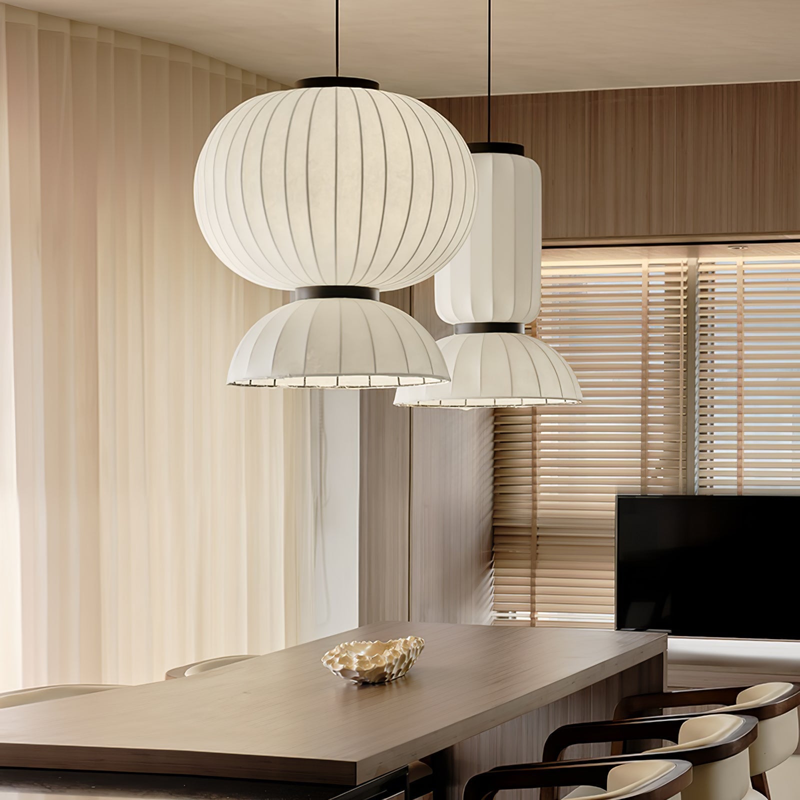 Eurzorion Silk Lantern Pendant Light-Neutral Decor