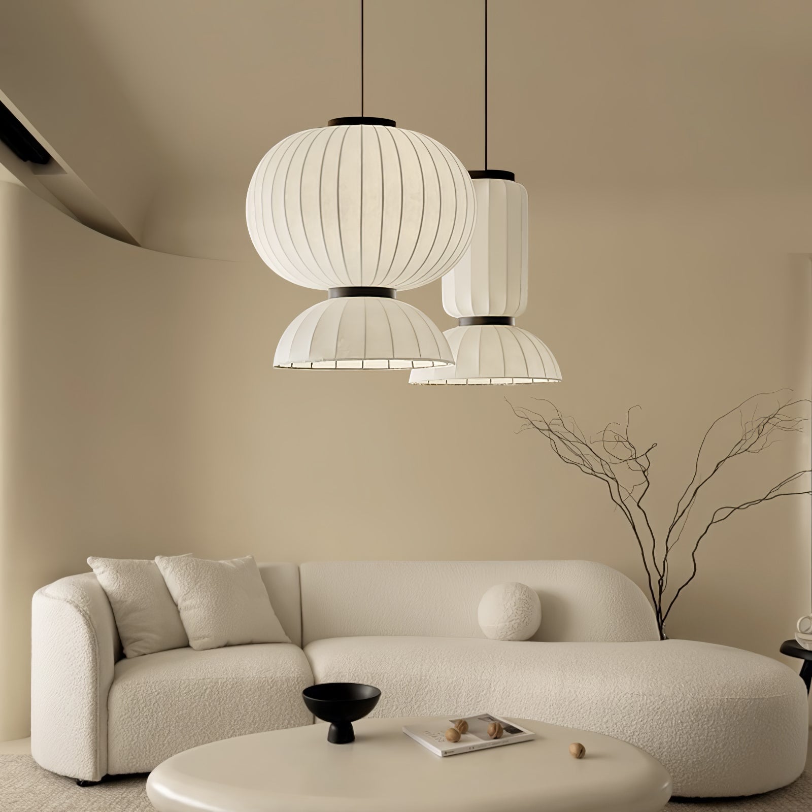 Eurzorion Silk Lantern Pendant Light-Neutral Decor