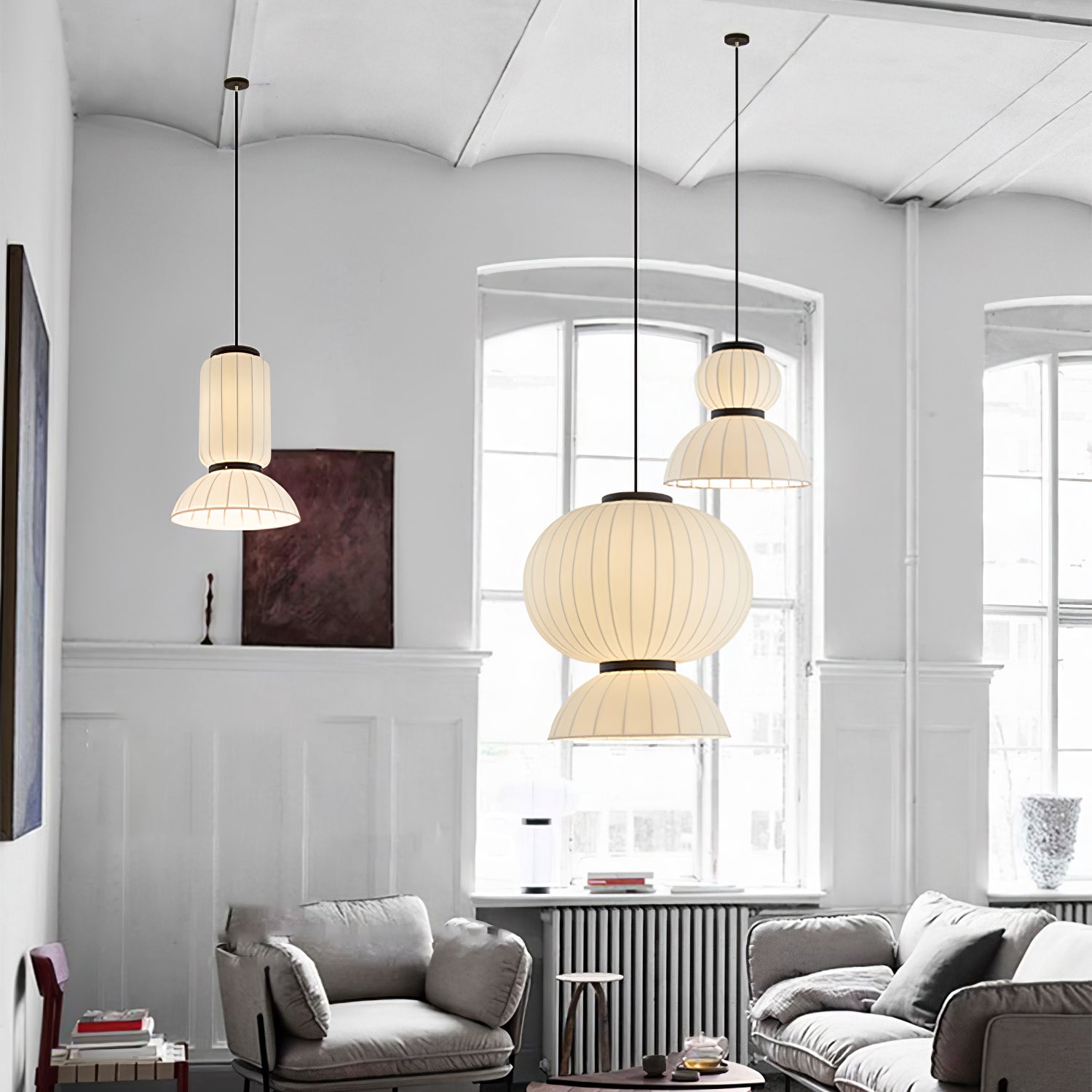 Eurzorion Silk Lantern Pendant Light-Neutral Decor