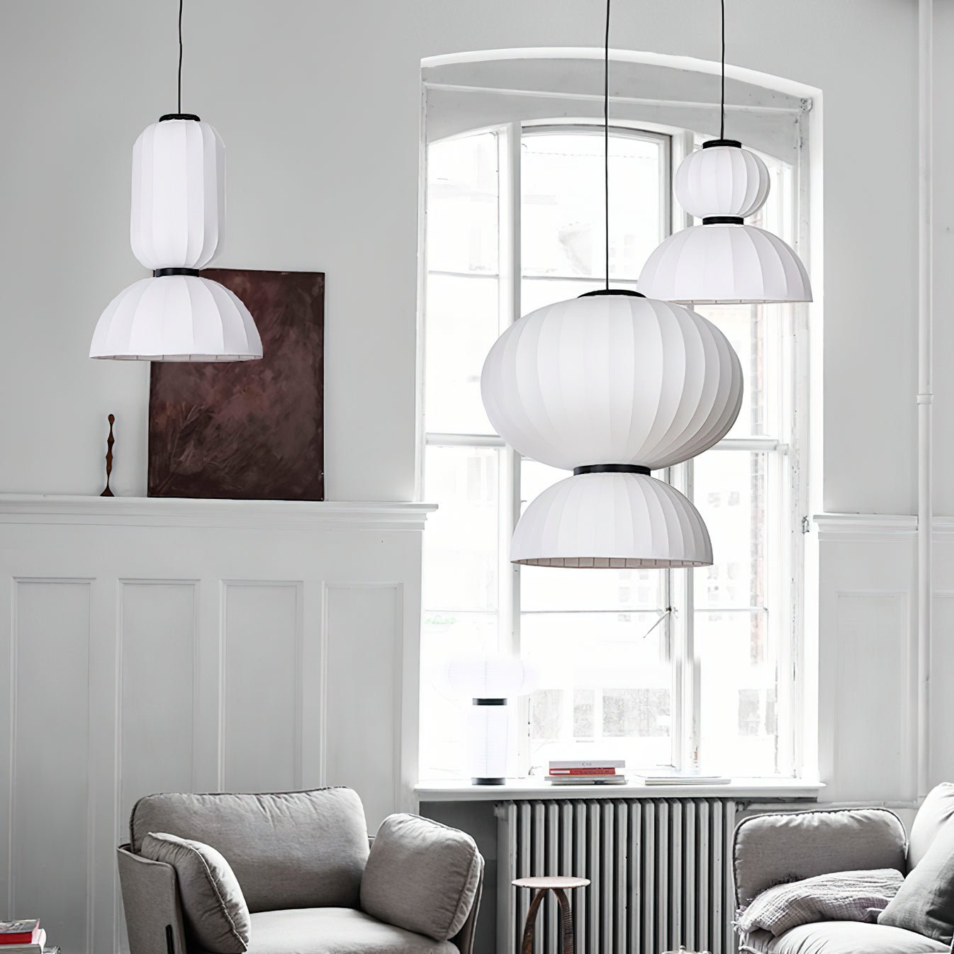 Eurzorion Silk Lantern Pendant Light-Neutral Decor