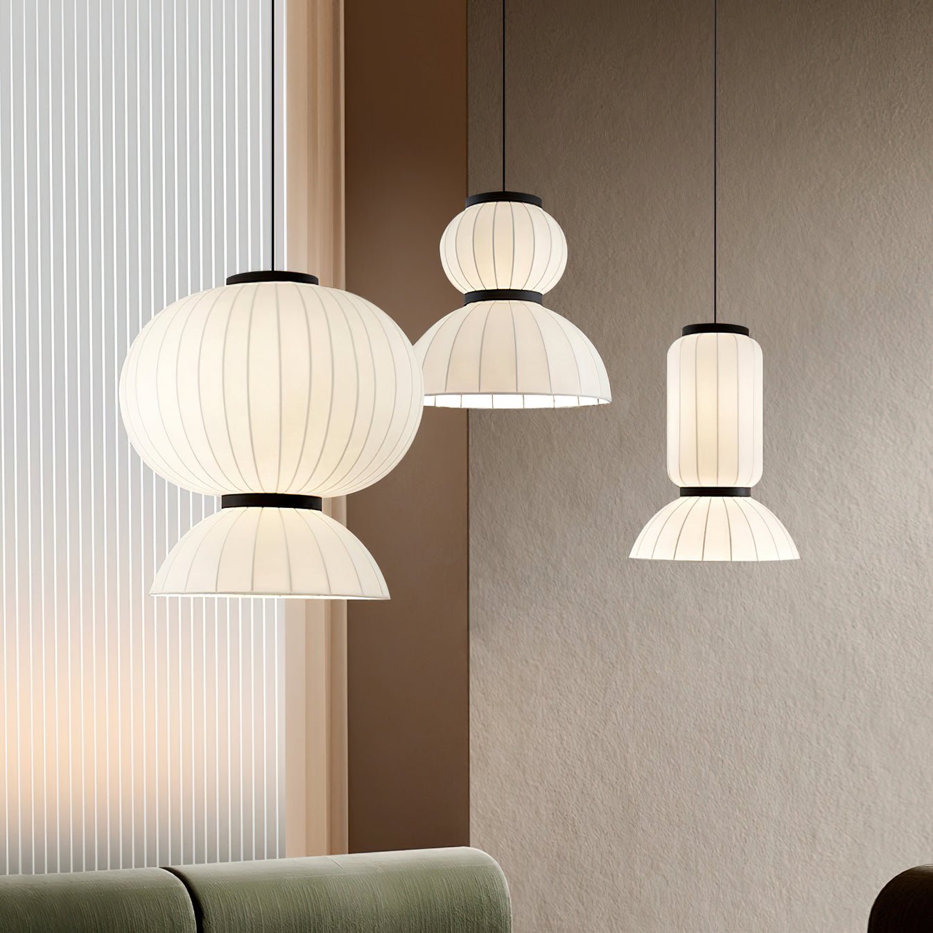 Eurzorion Silk Lantern Pendant Light-Neutral Decor