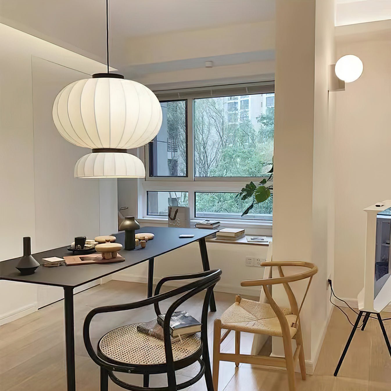 Eurzorion Silk Lantern Pendant Light-Neutral Decor