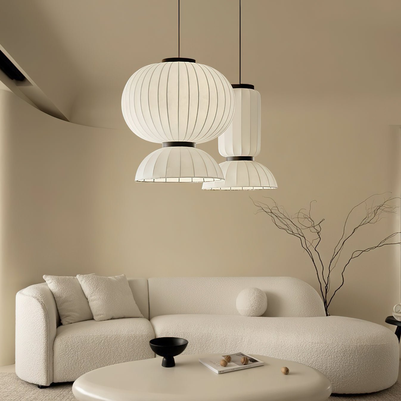 Eurzorion Silk Lantern Pendant Light-Neutral Decor