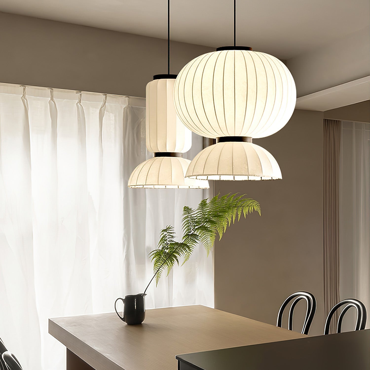 Eurzorion Silk Lantern Pendant Light-Neutral Decor