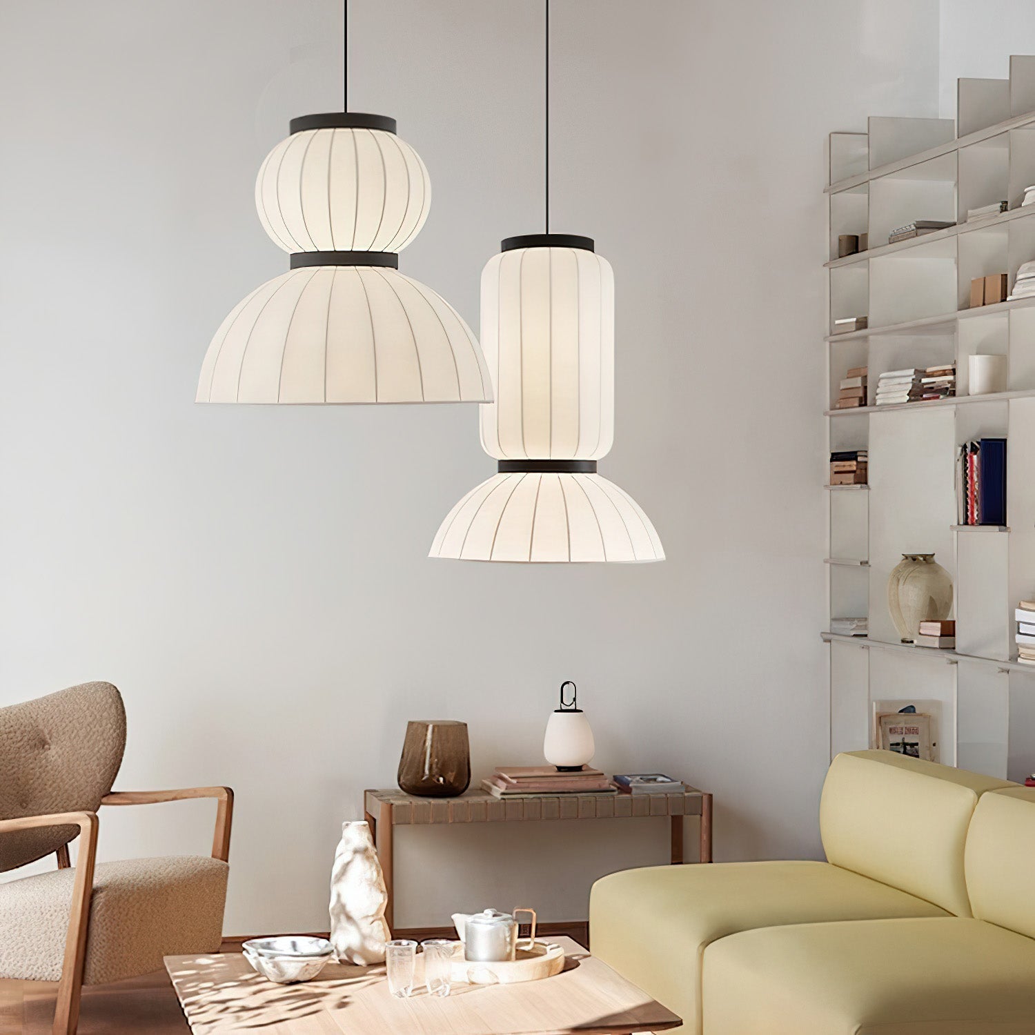 Eurzorion Silk Lantern Pendant Light-Neutral Decor