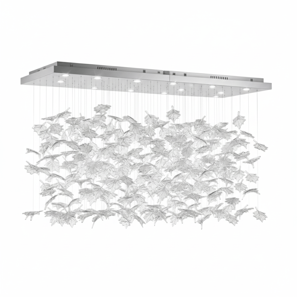 Multicolor Crystal Maple Leaf Chandelier-Neutral Decor