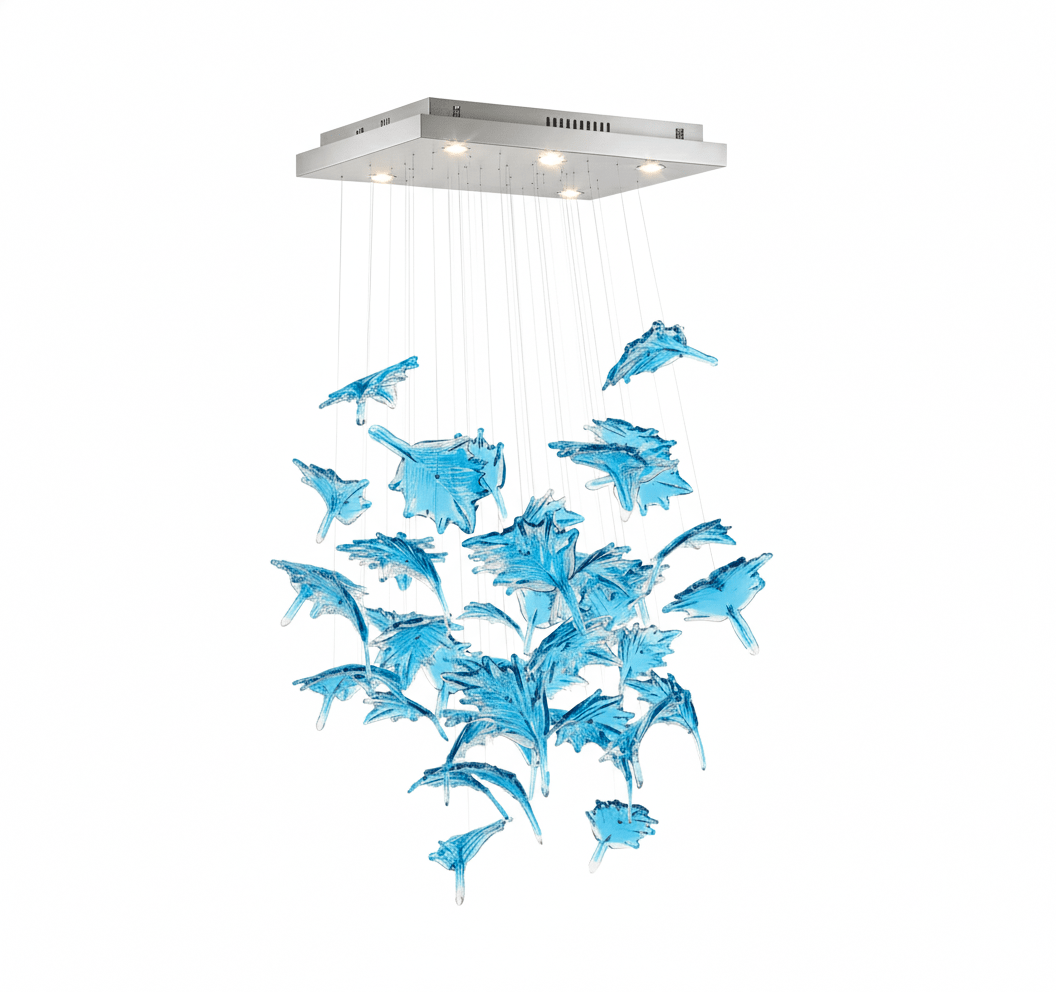 Multicolor Crystal Maple Leaf Chandelier-Neutral Decor