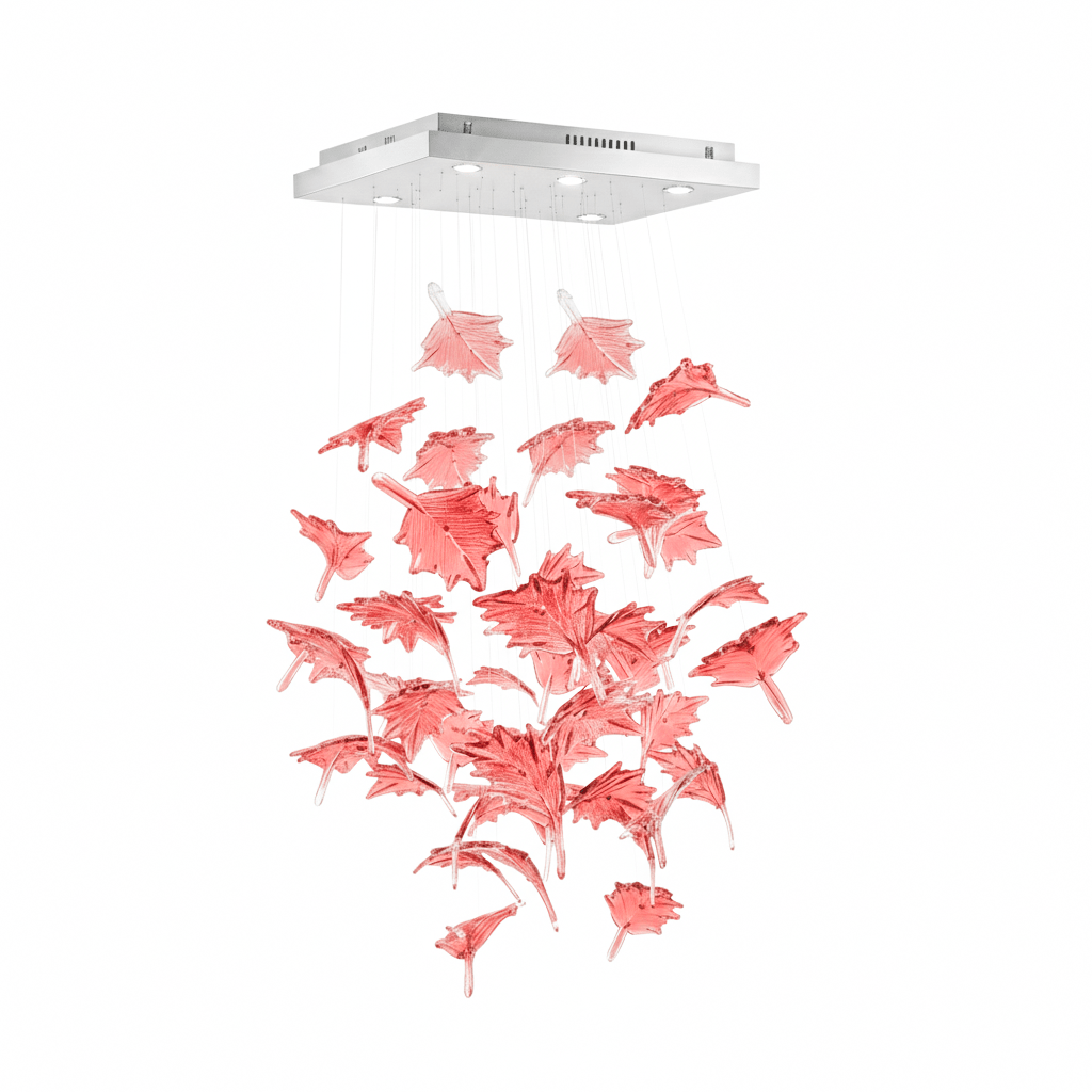 Multicolor Crystal Maple Leaf Chandelier-Neutral Decor