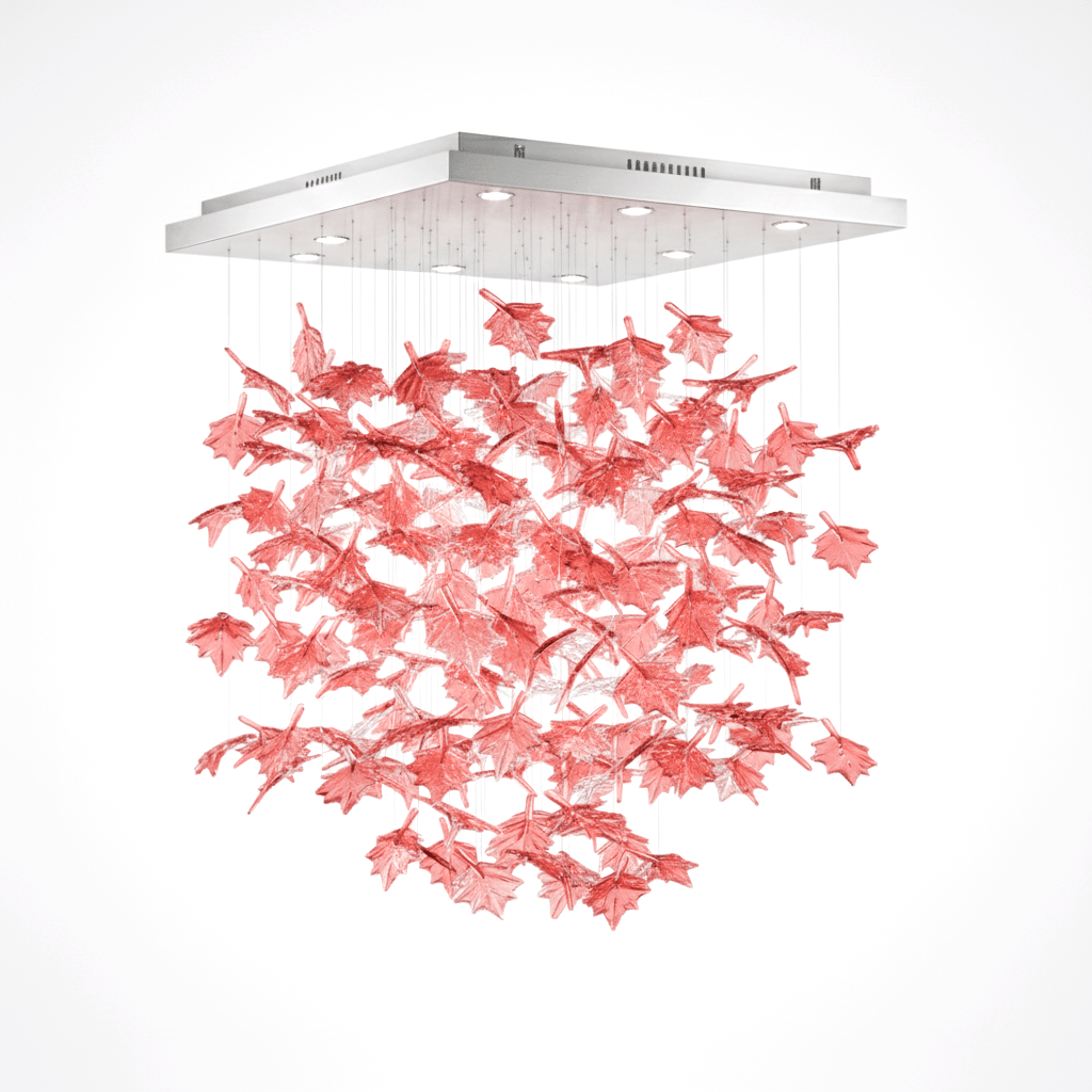 Multicolor Crystal Maple Leaf Chandelier-Neutral Decor