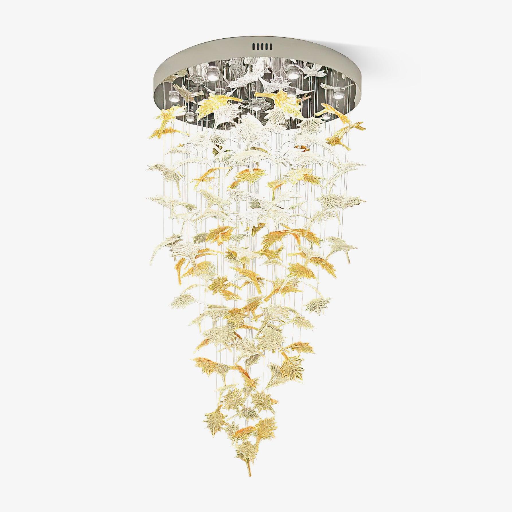 Multicolor Crystal Maple Leaf Chandelier-Neutral Decor