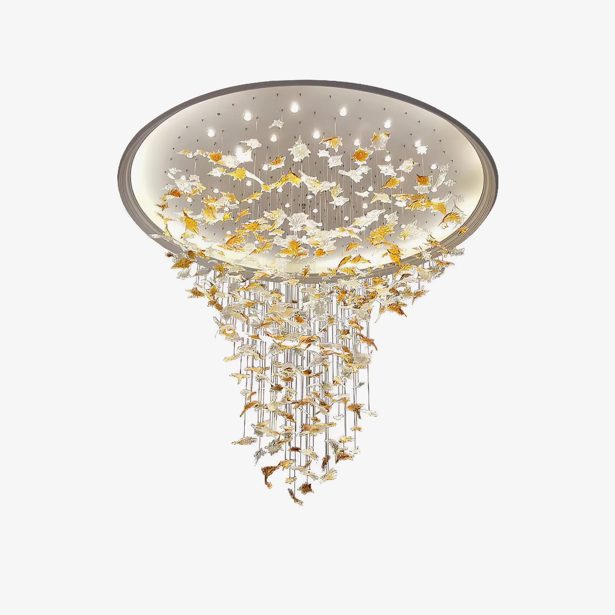 Syraean Multicolor Maple Leaf Crystal Chandelier-Neutral Decor