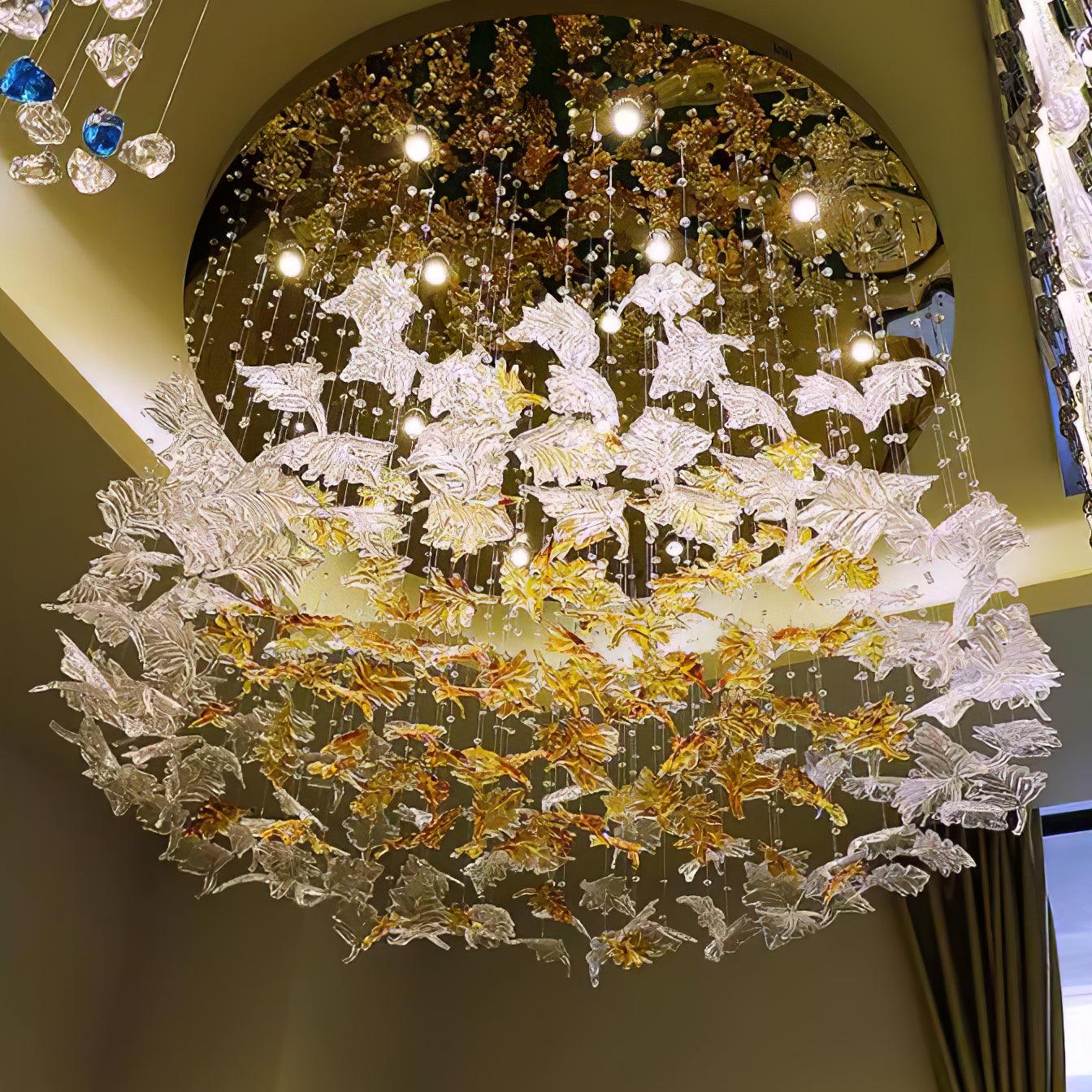 Syraean Multicolor Maple Leaf Crystal Chandelier-Neutral Decor