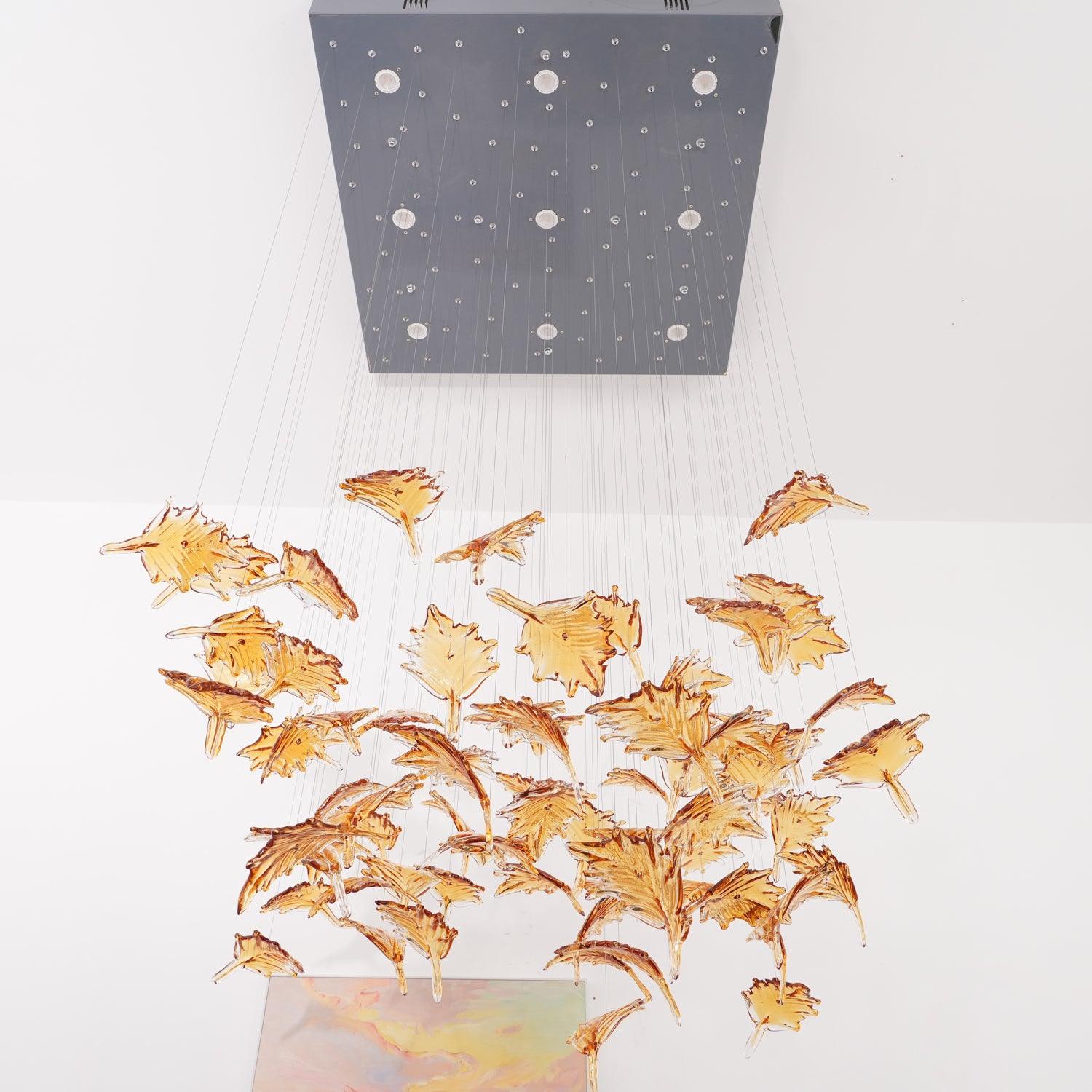 Syraean Multicolor Maple Leaf Crystal Chandelier-Neutral Decor