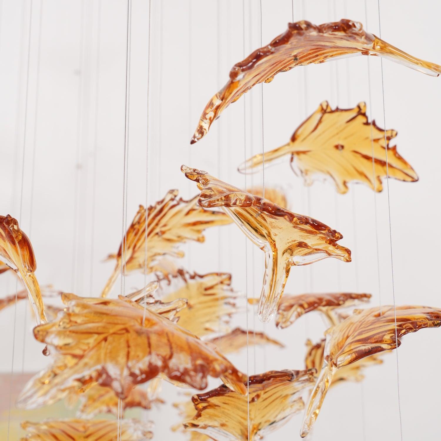 Multicolor Crystal Maple Leaf Chandelier-Neutral Decor