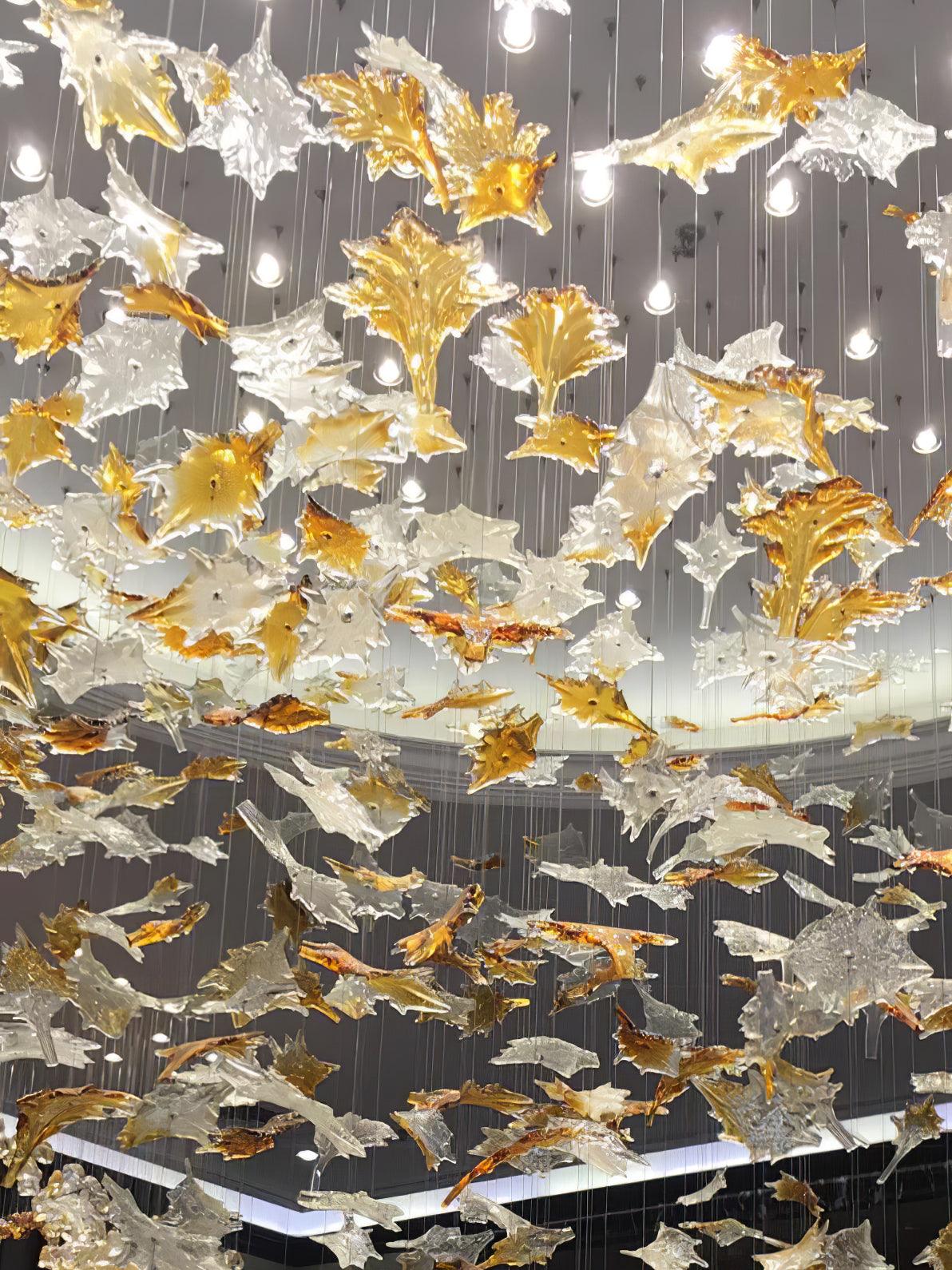 Multicolor Crystal Maple Leaf Chandelier-Neutral Decor