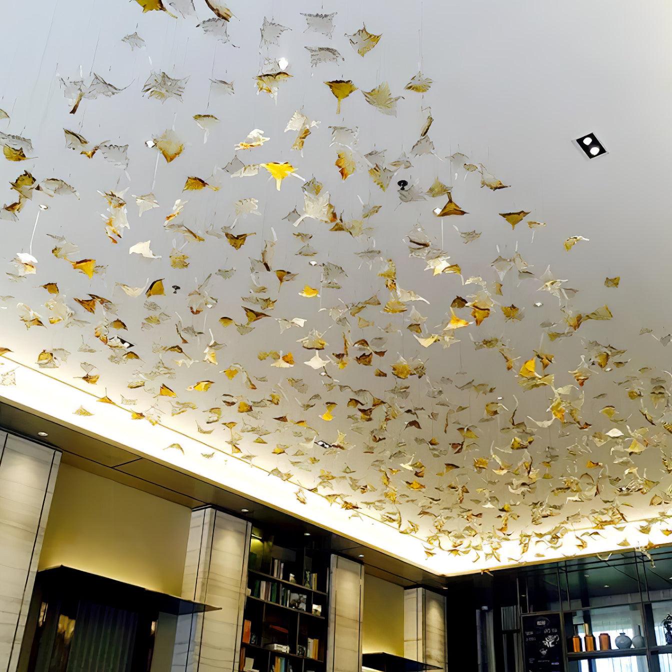 Multicolor Crystal Maple Leaf Chandelier-Neutral Decor