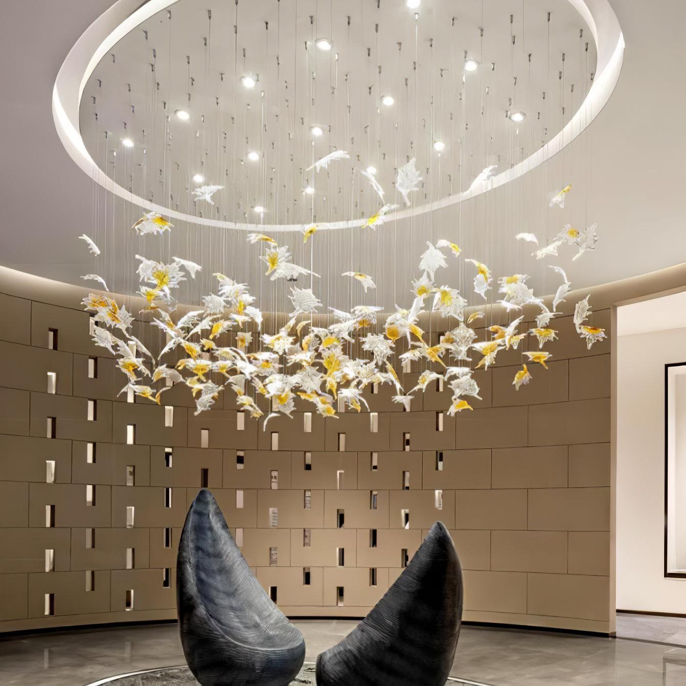 Multicolor Crystal Maple Leaf Chandelier-Neutral Decor
