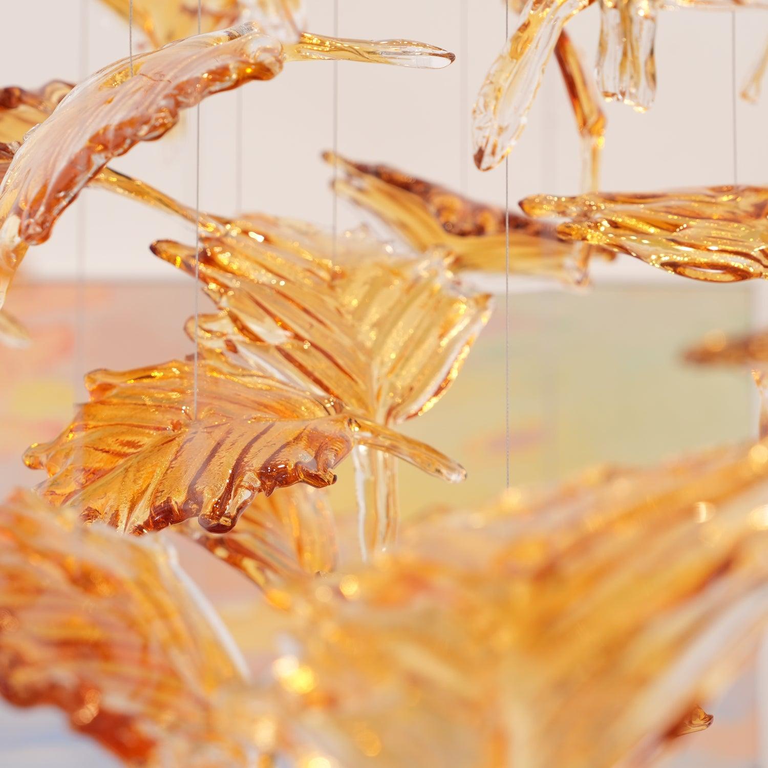 Multicolor Crystal Maple Leaf Chandelier-Neutral Decor