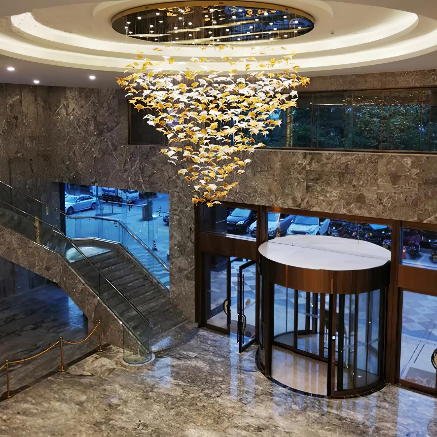 Multicolor Crystal Maple Leaf Chandelier-Neutral Decor