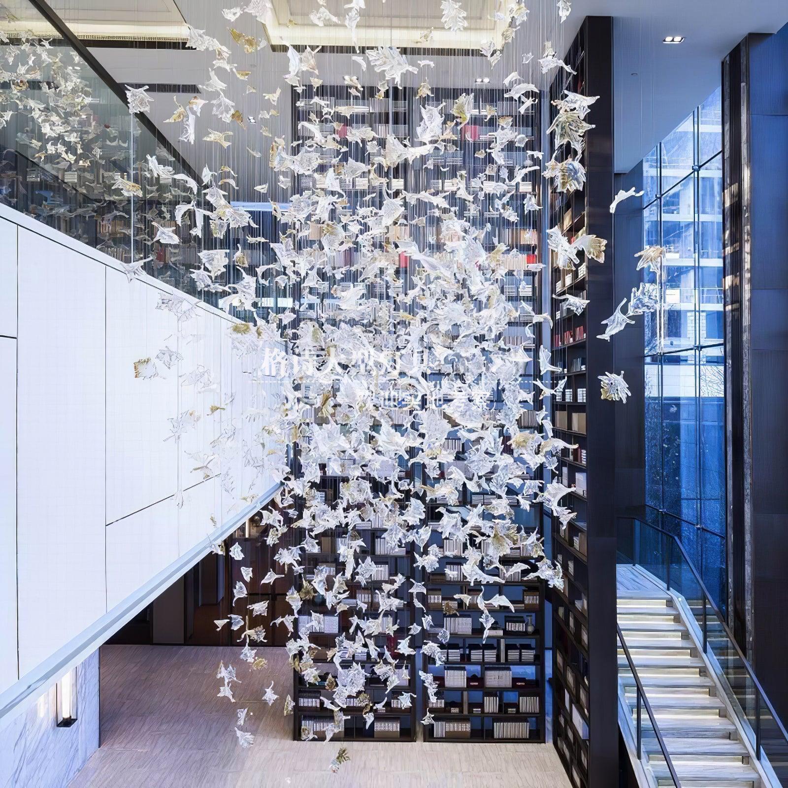 Multicolor Crystal Maple Leaf Chandelier-Neutral Decor