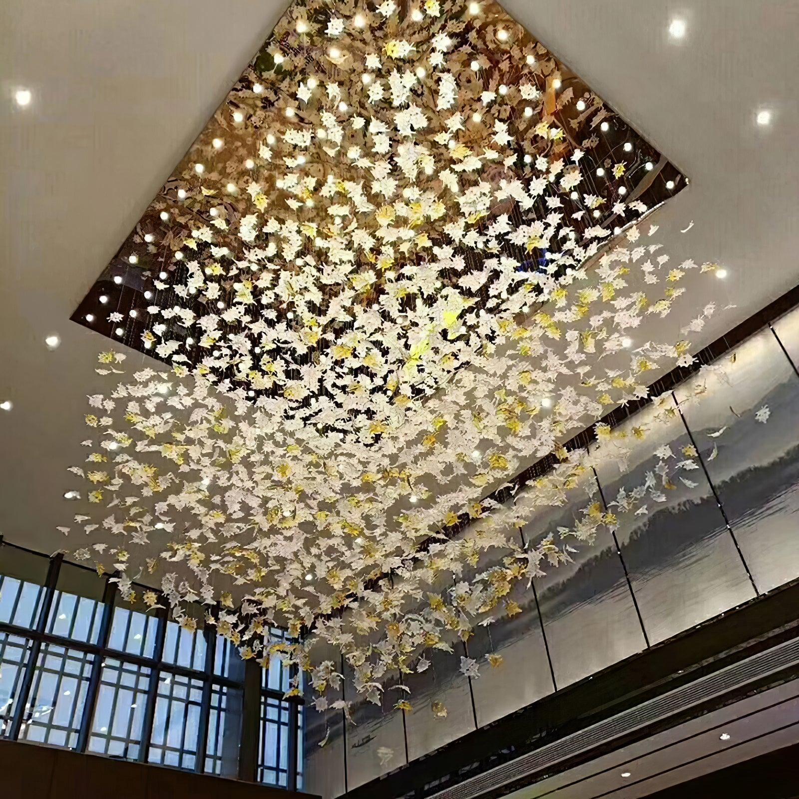 Multicolor Crystal Maple Leaf Chandelier-Neutral Decor
