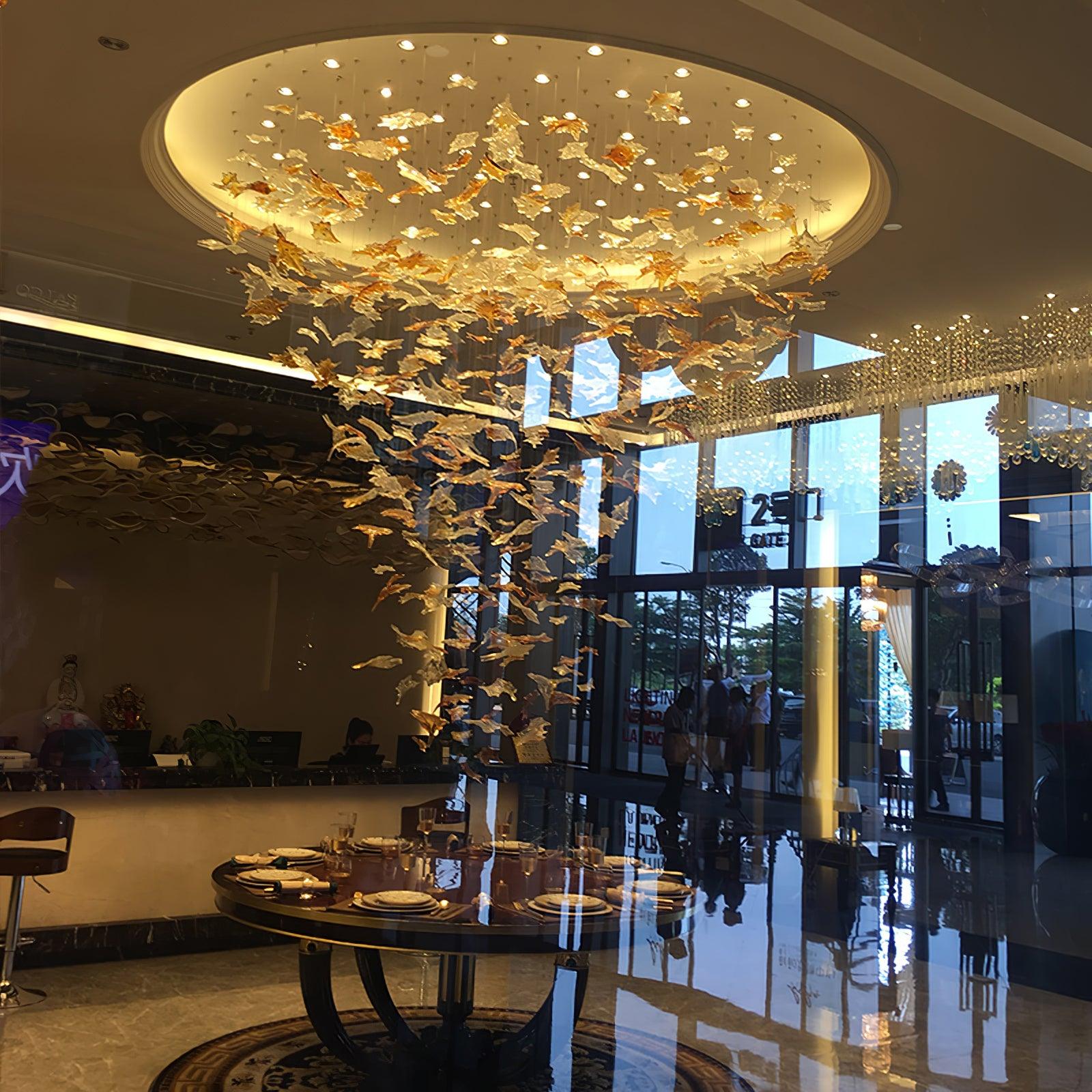 Syraean Multicolor Maple Leaf Crystal Chandelier-Neutral Decor