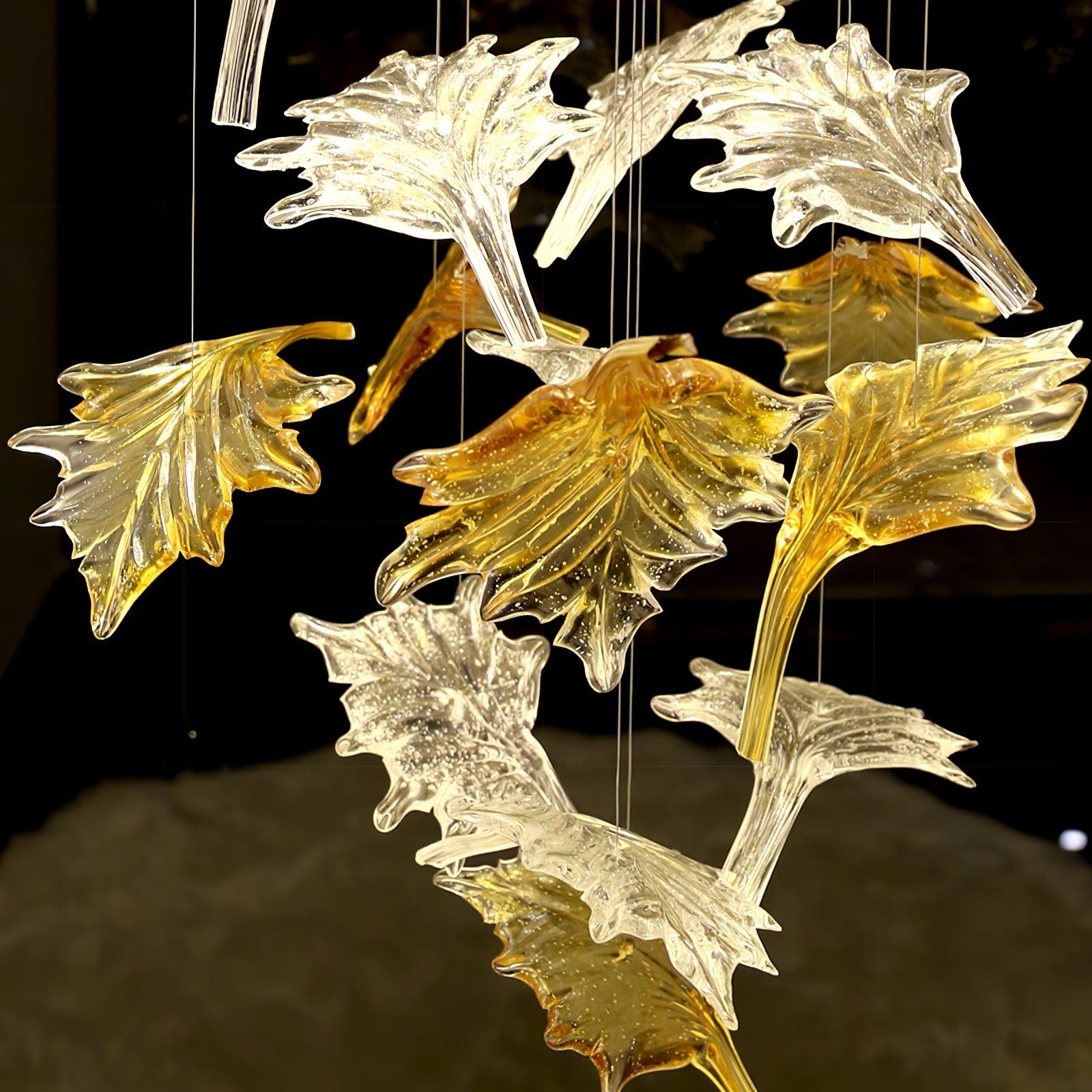 Syraean Multicolor Maple Leaf Crystal Chandelier-Neutral Decor