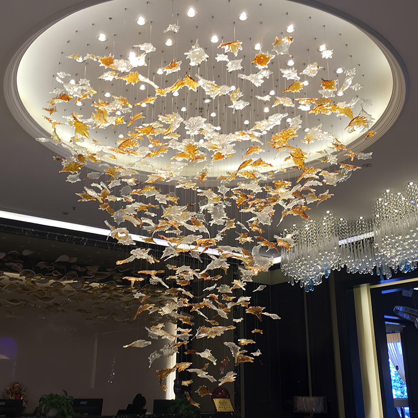 Syraean Multicolor Maple Leaf Crystal Chandelier-Neutral Decor