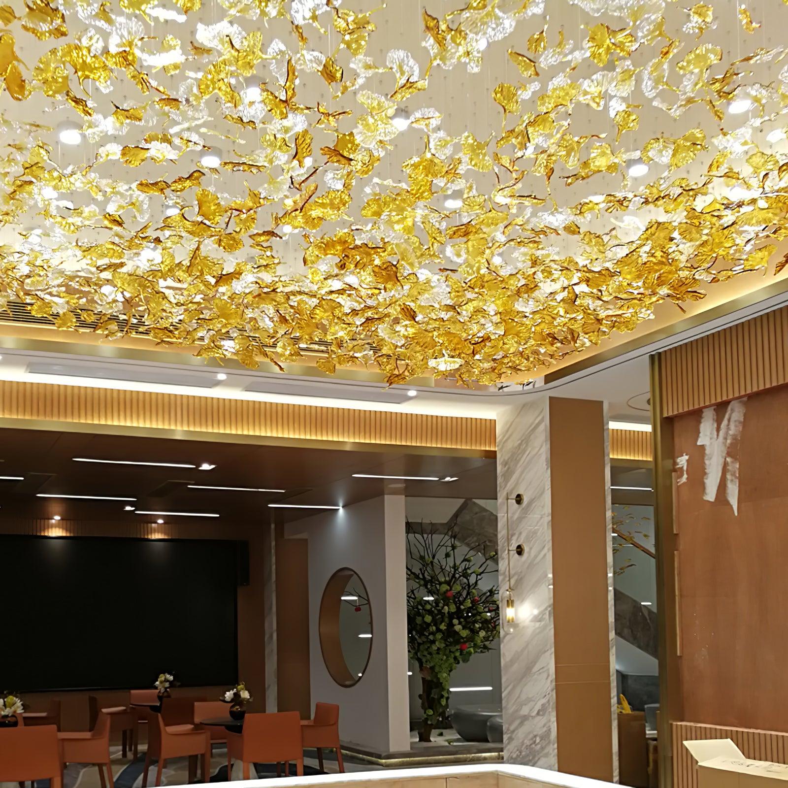 Multicolor Crystal Maple Leaf Chandelier-Neutral Decor