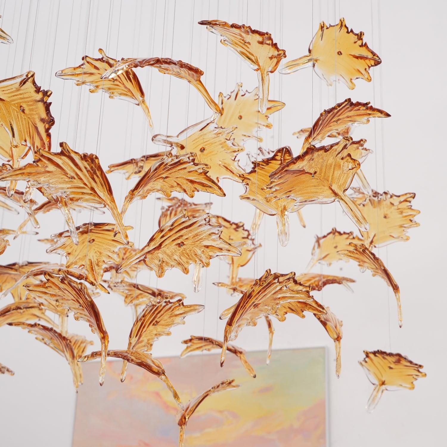 Syraean Multicolor Maple Leaf Crystal Chandelier-Neutral Decor