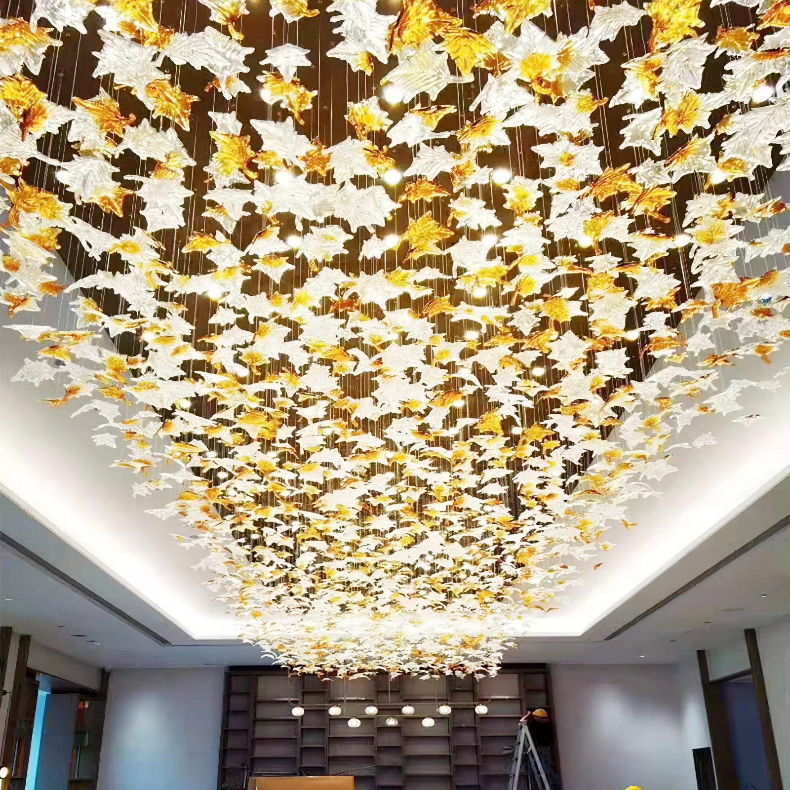 Syraean Multicolor Maple Leaf Crystal Chandelier-Neutral Decor