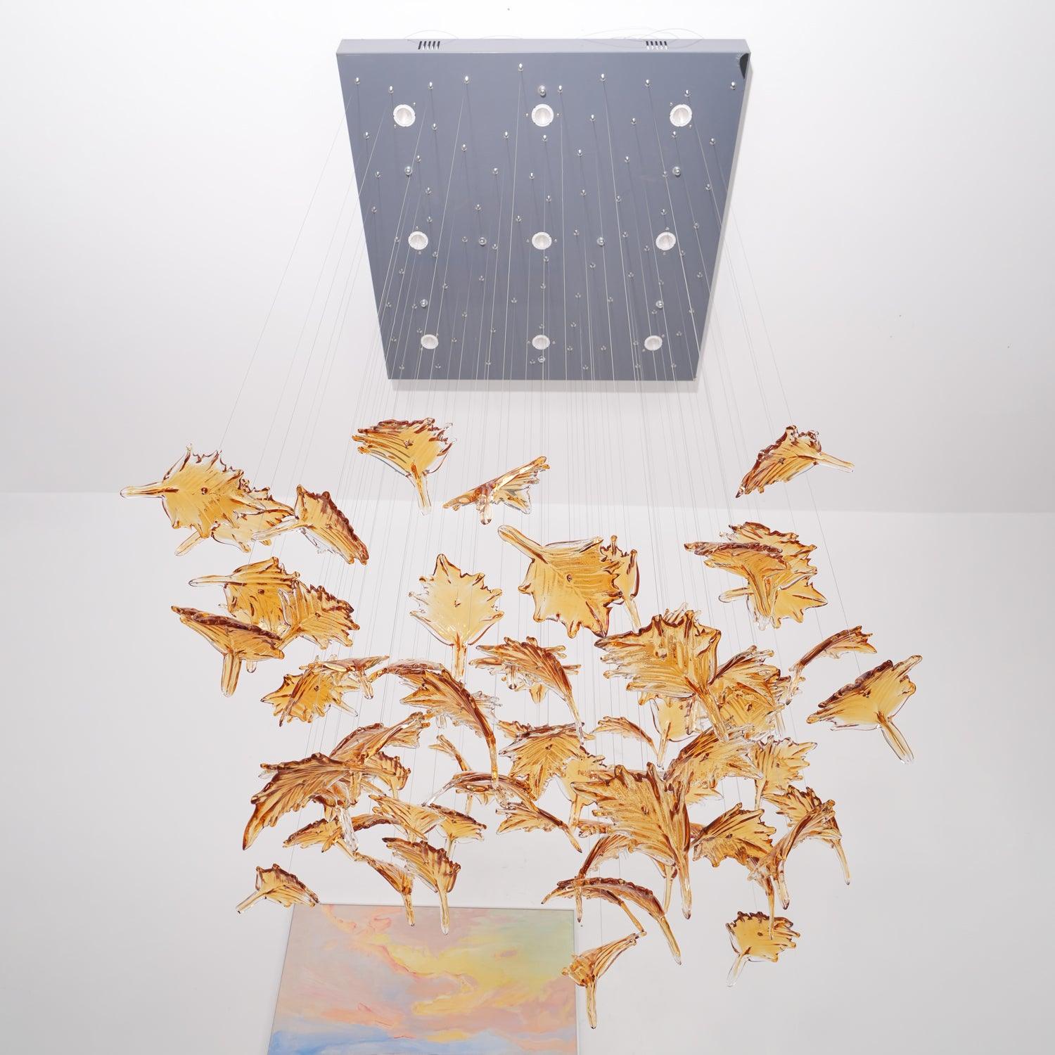 Syraean Multicolor Maple Leaf Crystal Chandelier-Neutral Decor